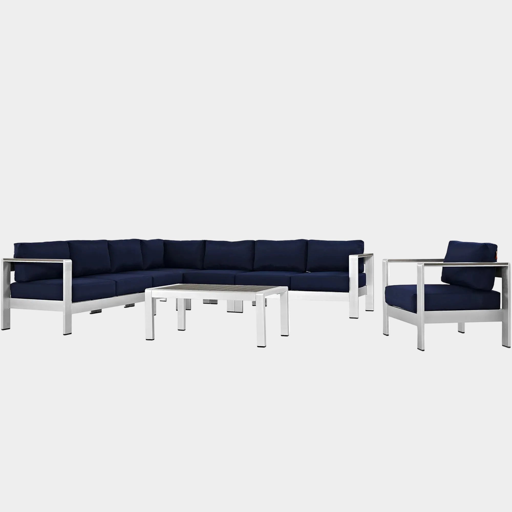 Shore 7 Piece Outdoor Aluminum Sectional Sofa Set