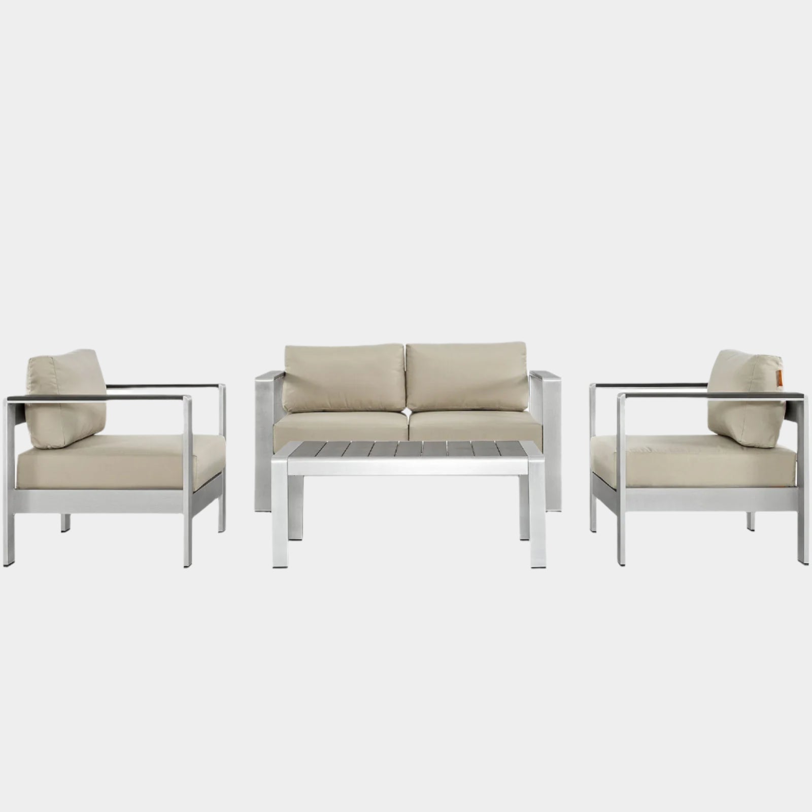 Shore 4 Piece Outdoor Patio Aluminum Sectional Sofa