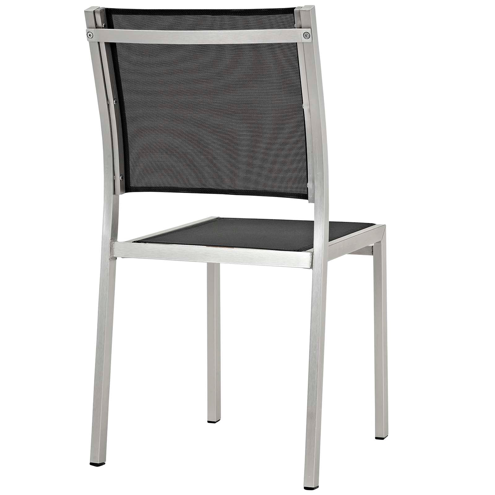 Shore 9 Piece Outdoor Patio Aluminum Dining Set in Silver Black