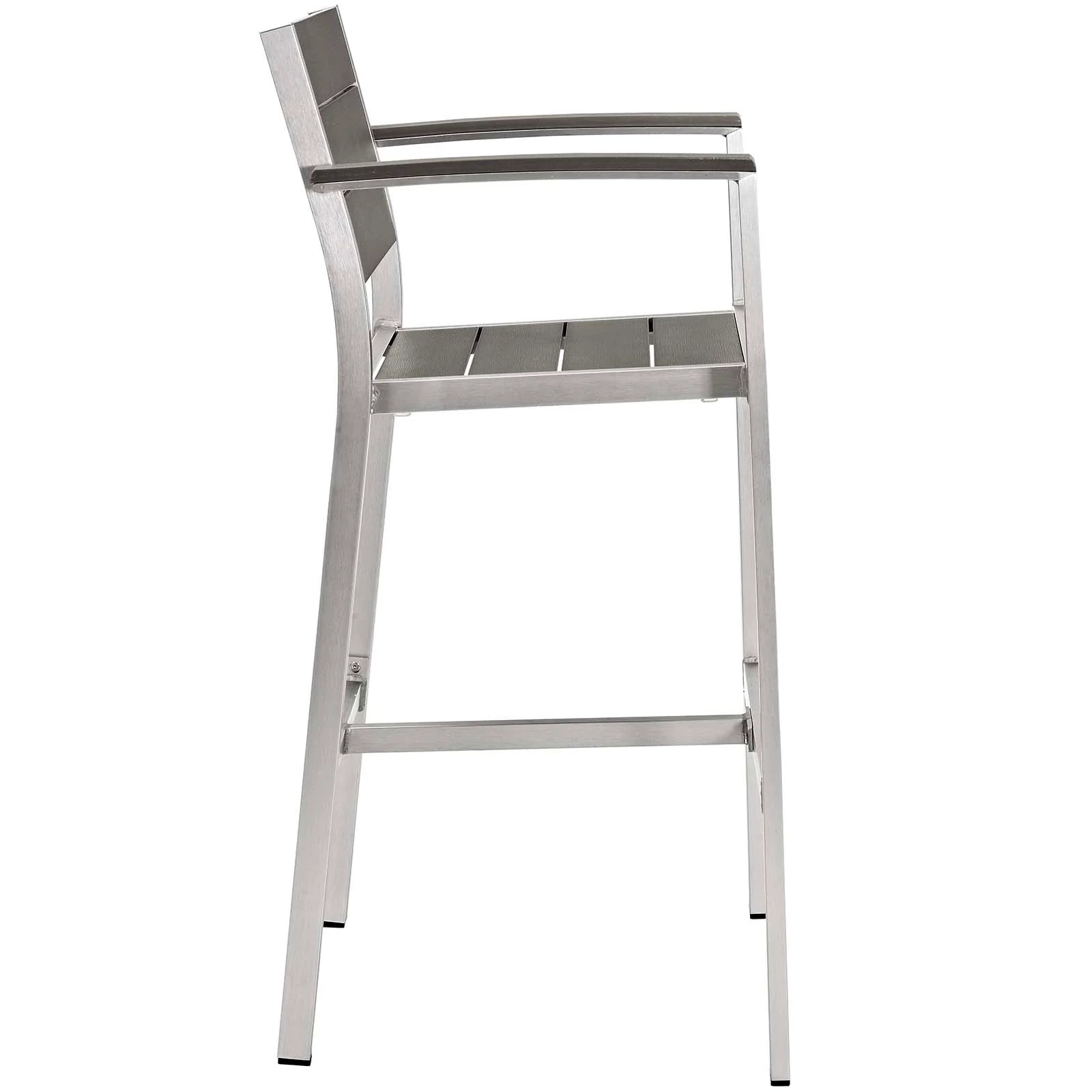 Shore 5 Piece Outdoor Patio Aluminum Dining Set in Silver Gray