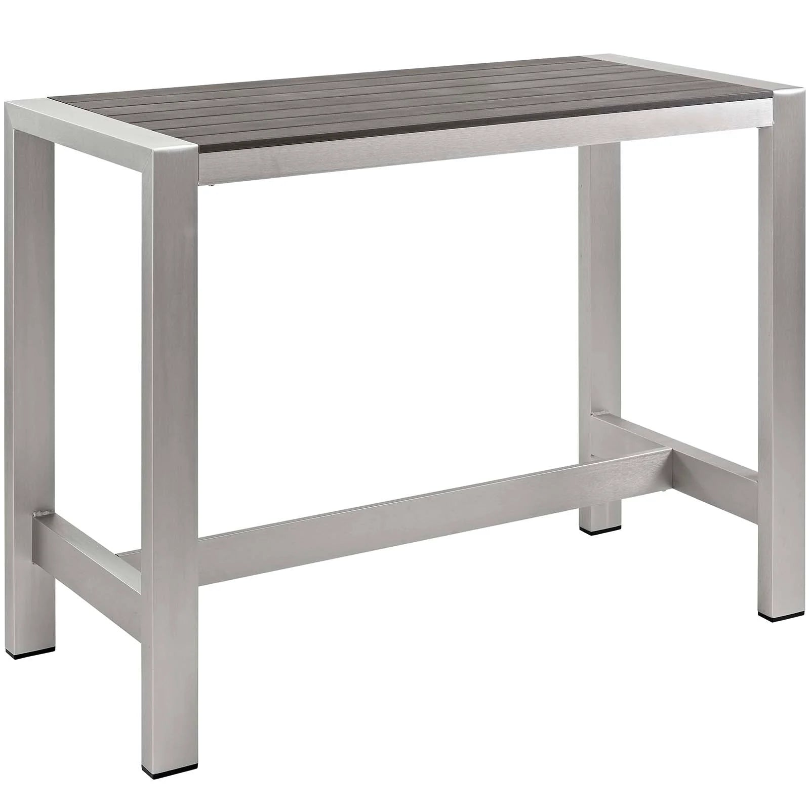 Shore 5 Piece Outdoor Patio Aluminum Dining Set in Silver Gray
