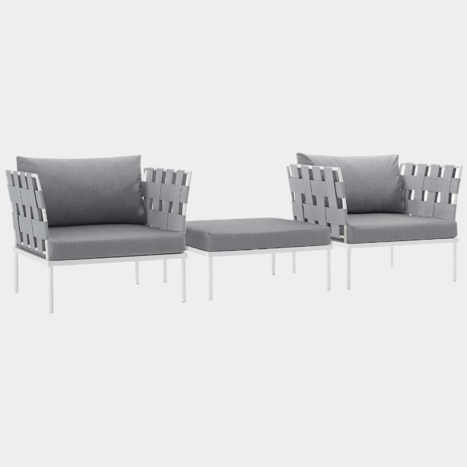 Harmony 3 Piece Outdoor Patio Aluminum Sectional Sofa Set