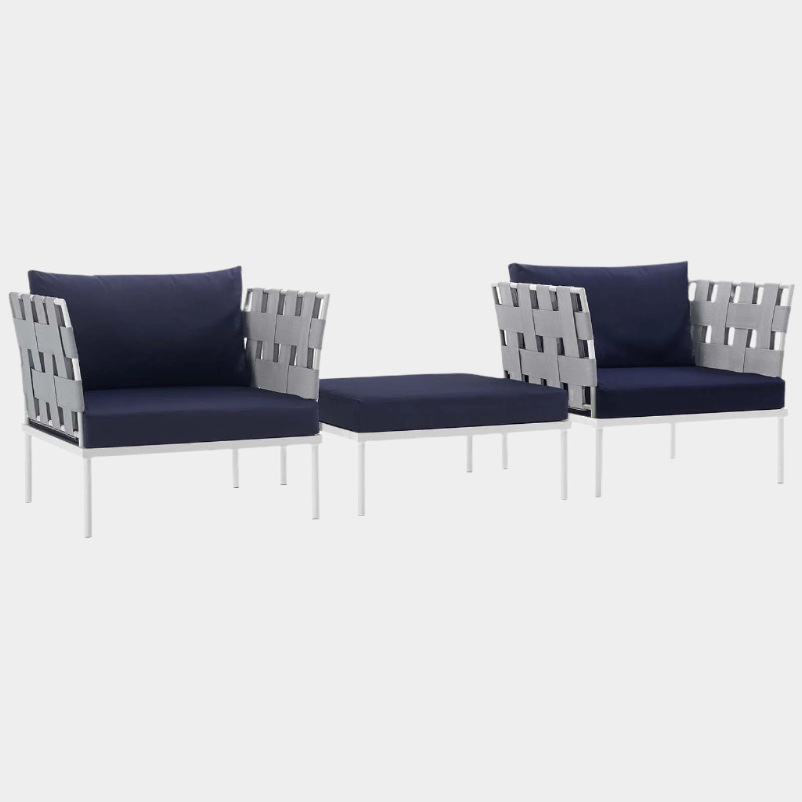 Harmony 3 Piece Outdoor Patio Aluminum Sectional Sofa Set