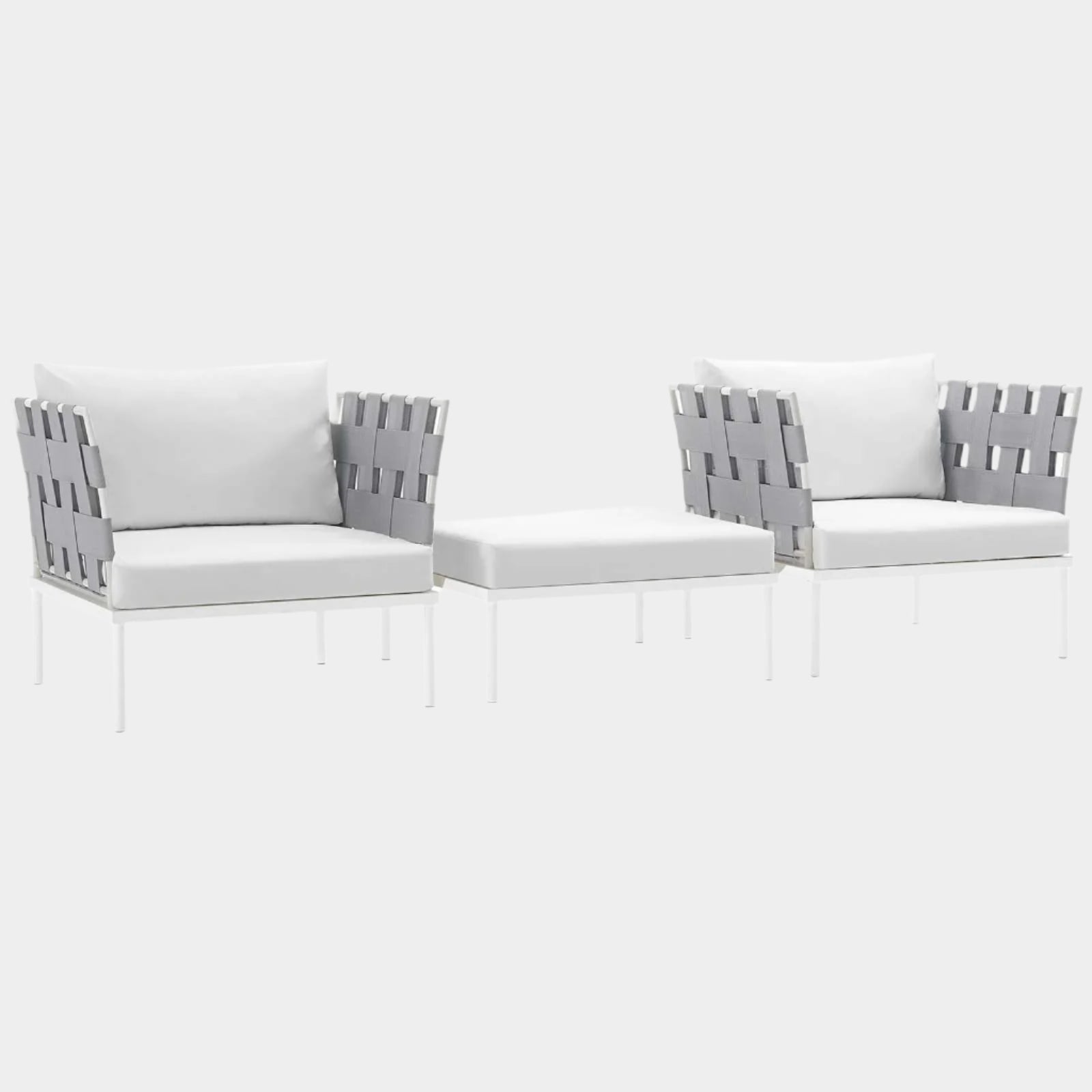 Harmony 3 Piece Outdoor Patio Aluminum Sectional Sofa Set