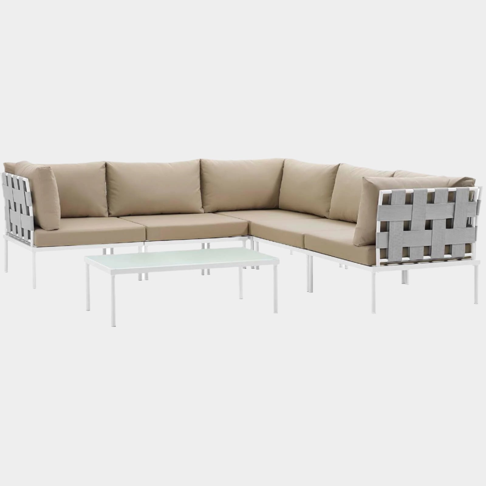 Harmony 6 Piece Outdoor Patio Aluminum Sectional Sofa Set