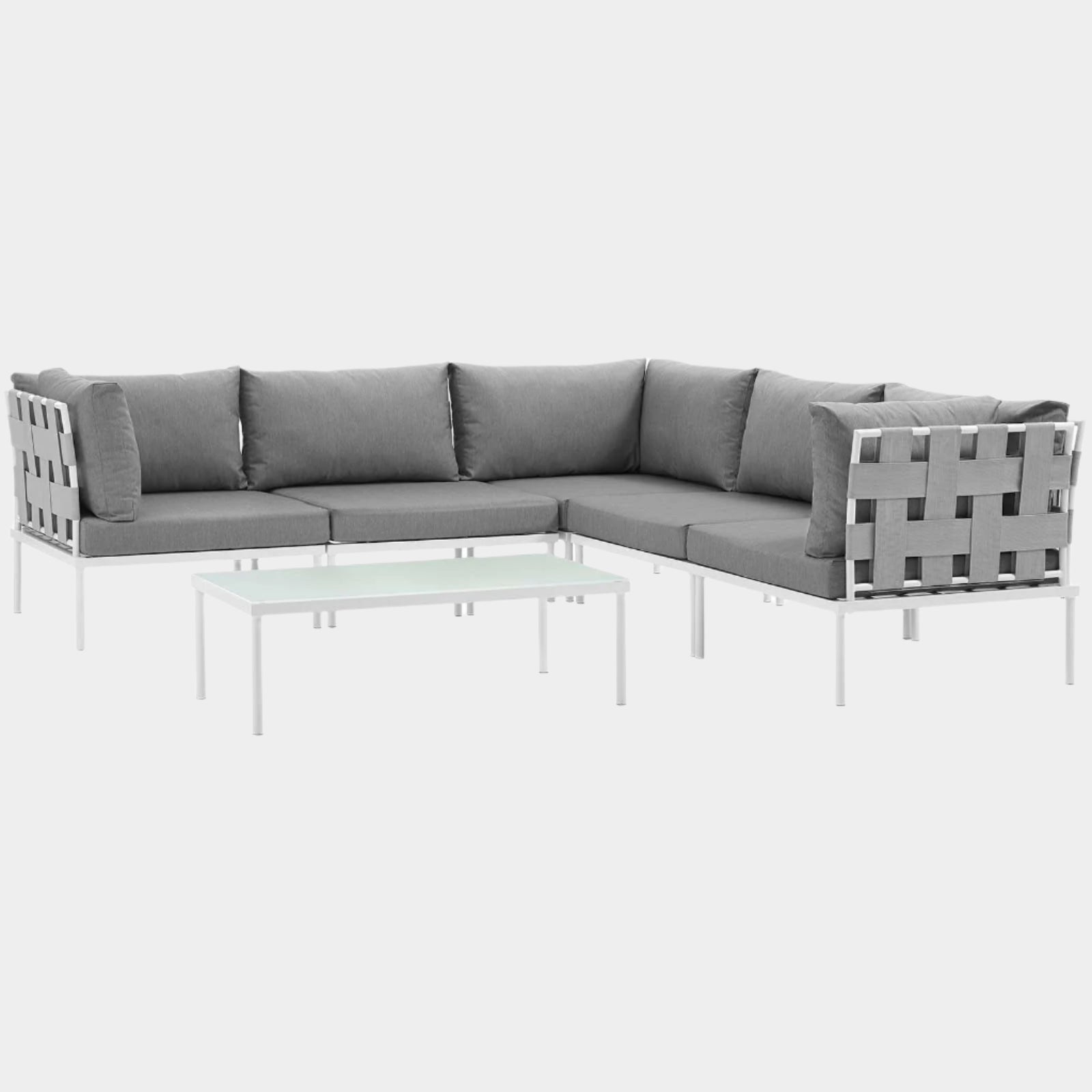 Harmony 6 Piece Outdoor Patio Aluminum Sectional Sofa Set