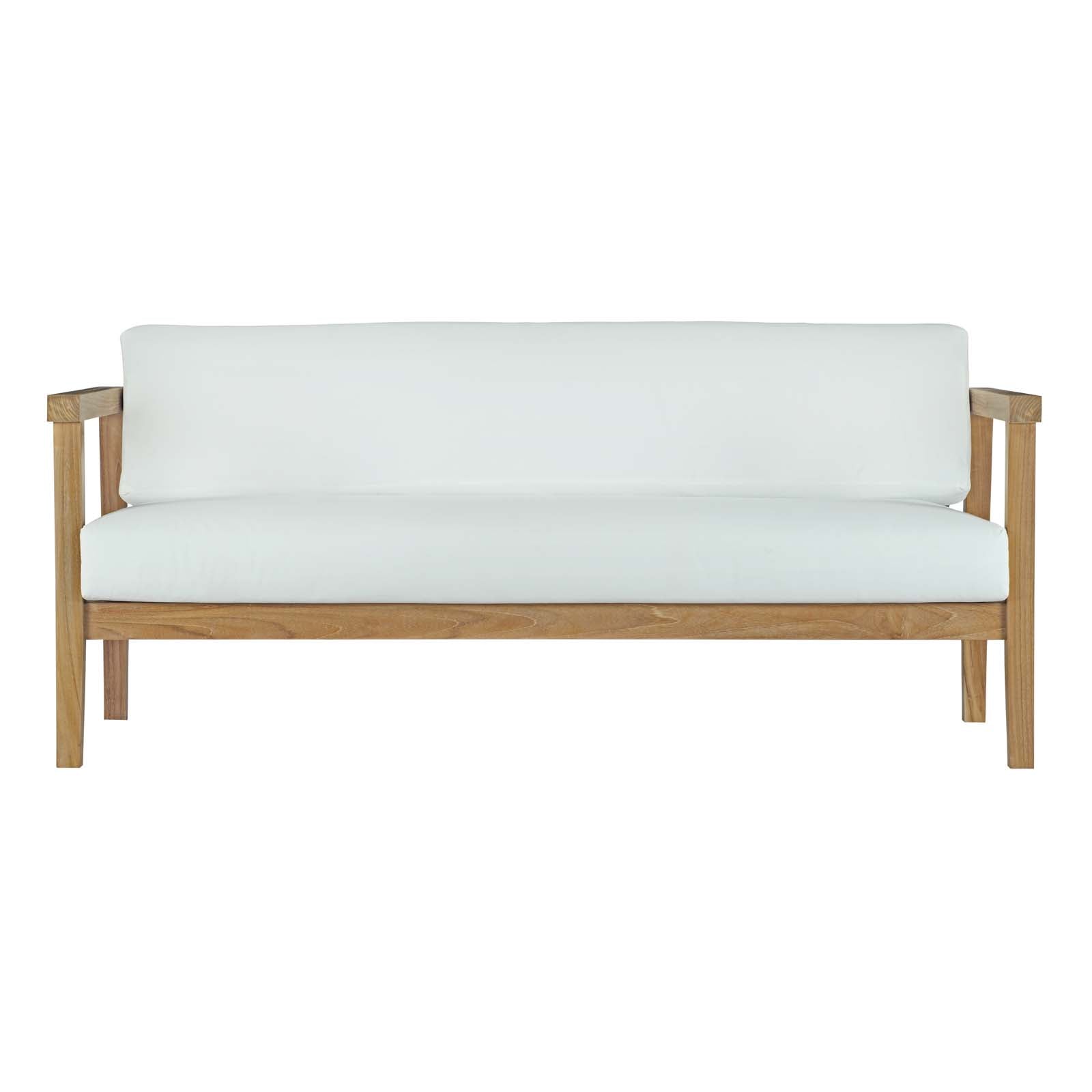 Bayport Outdoor Patio Teak Sofa in Natural White