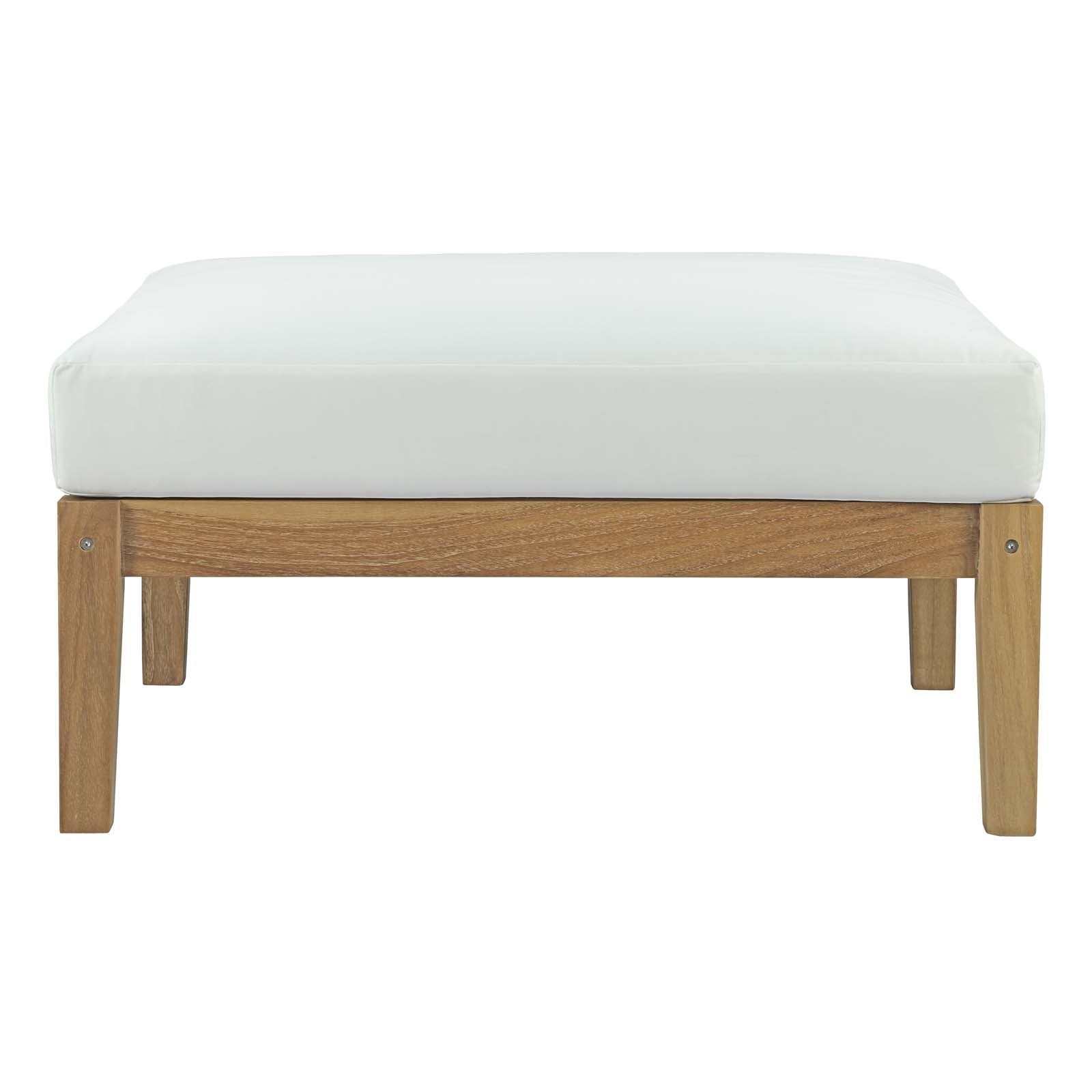 Bayport Outdoor Patio Teak Ottoman in Natural White