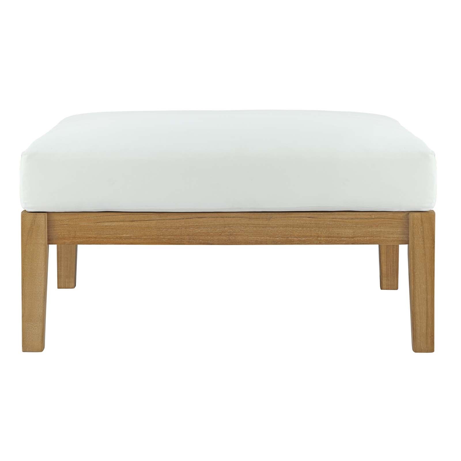 Bayport Outdoor Patio Teak Ottoman in Natural White