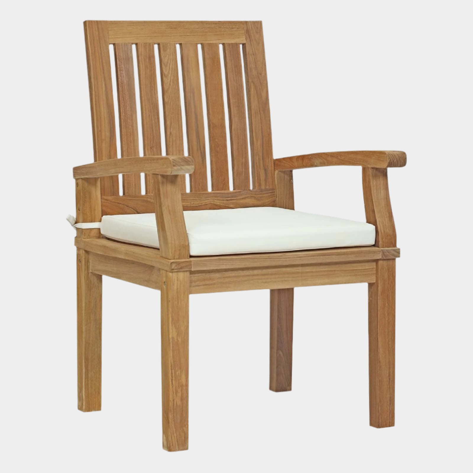 Chaise de salle à manger d'extérieur Marina en teck blanc naturel