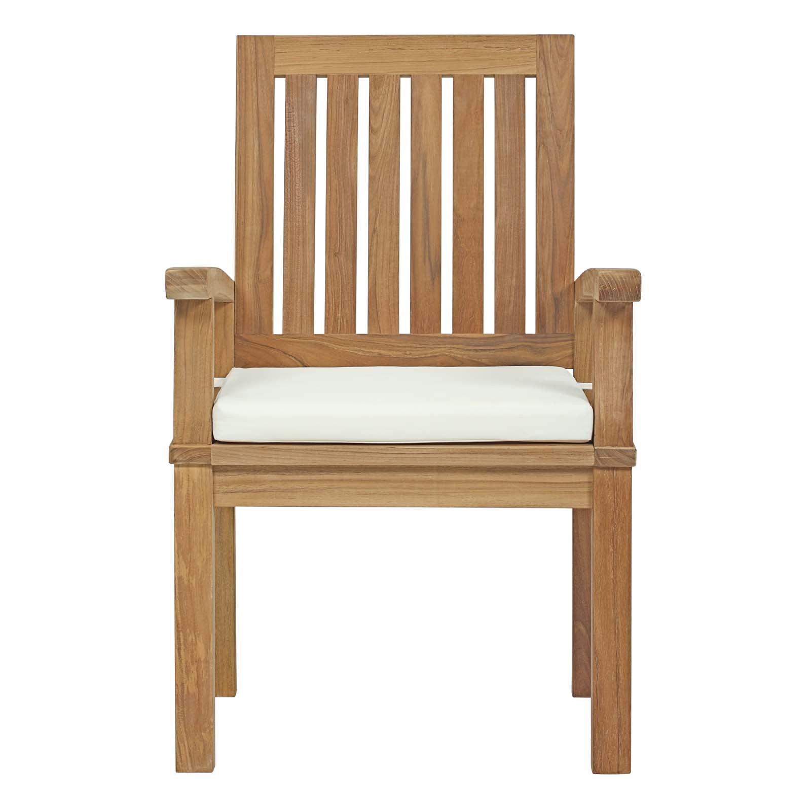Chaise de salle à manger d'extérieur Marina en teck blanc naturel