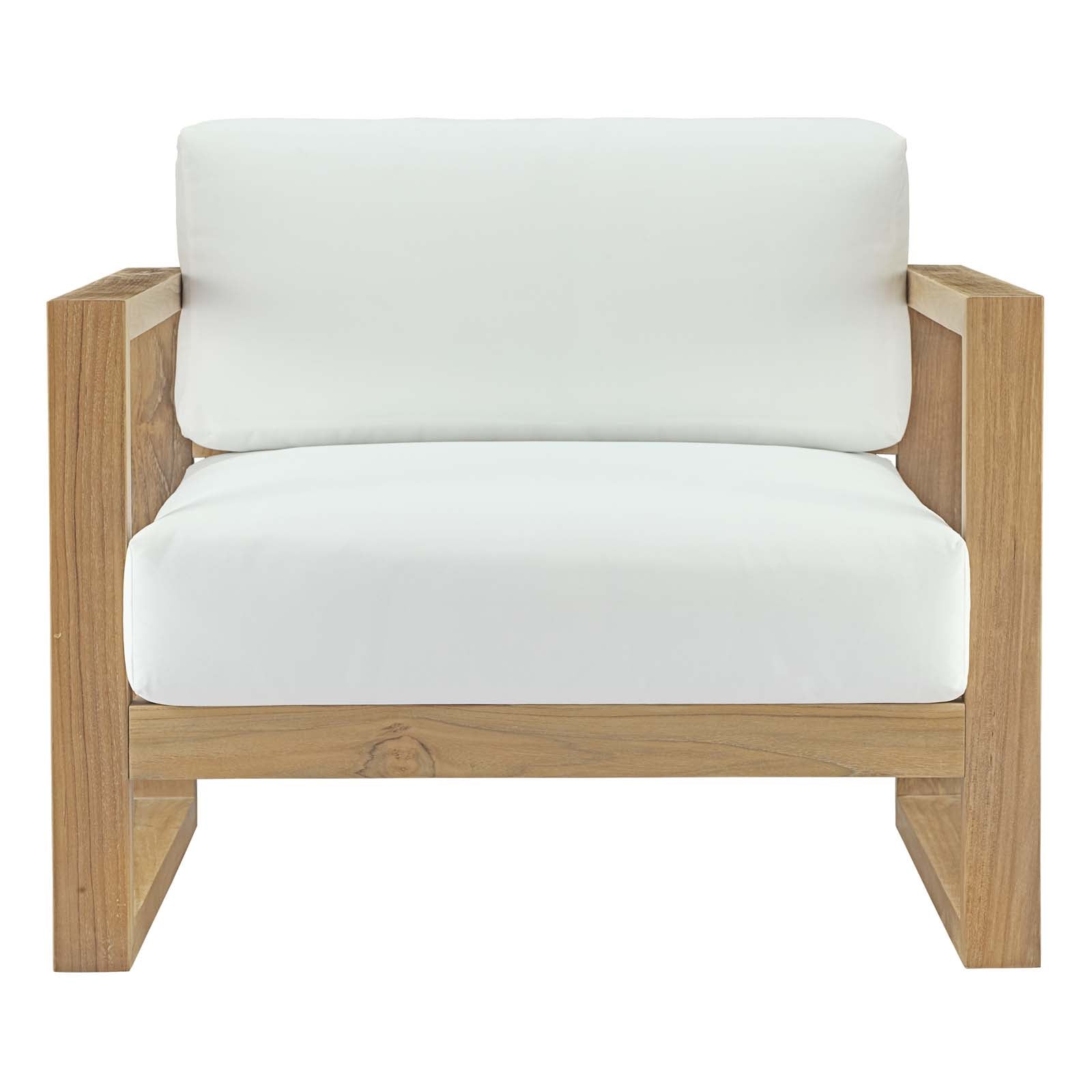 Upland Outdoor Patio Teak Armchair in Natural White