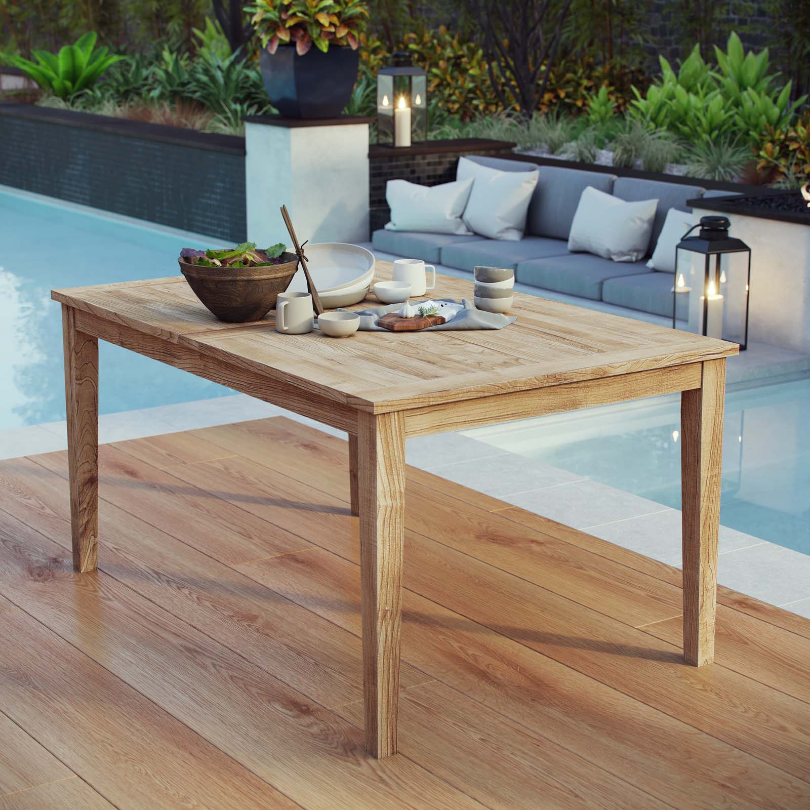 Marina Outdoor Patio Teak Dining Table in Natural