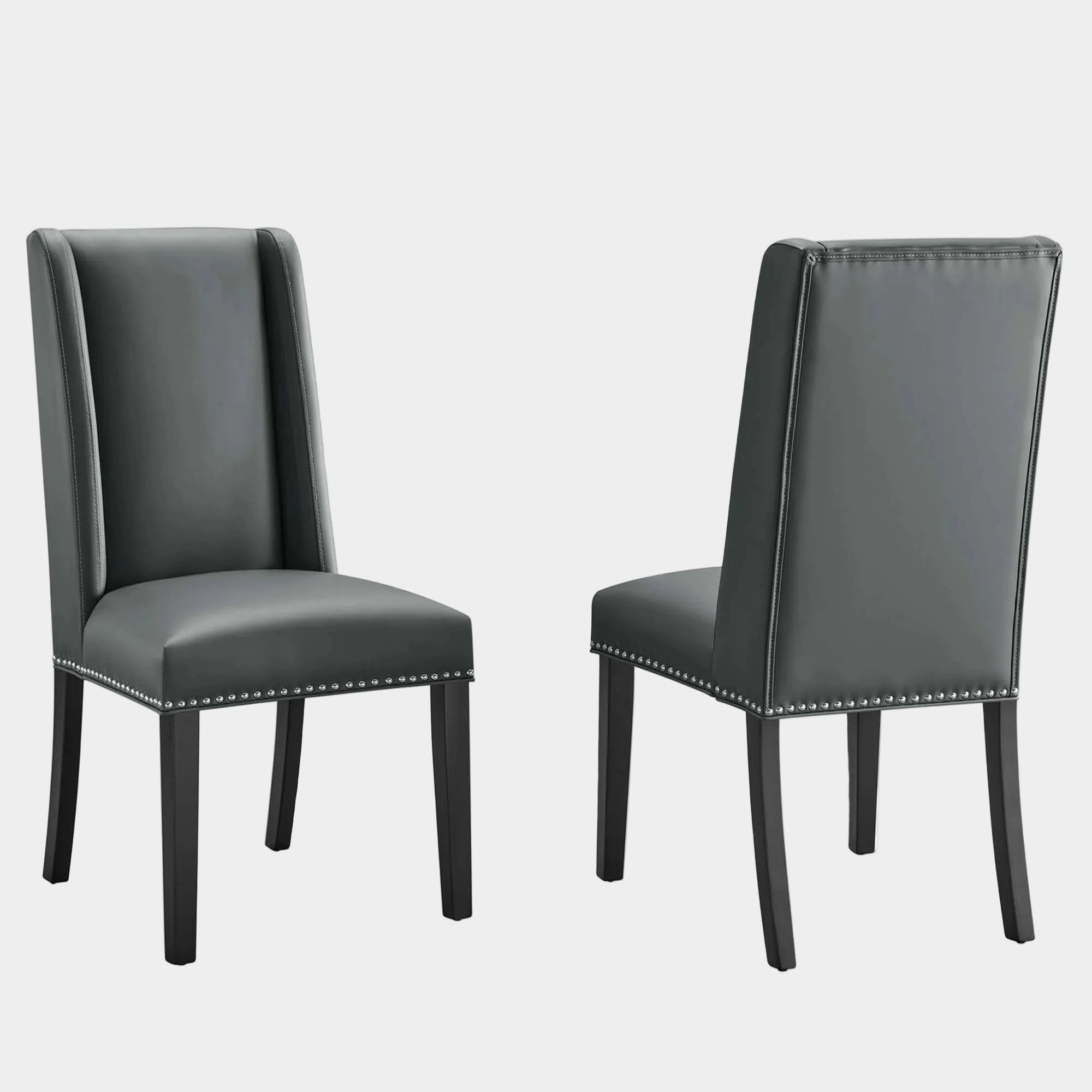 Baron Vinyl Dining Chair Set of 2 in Gray