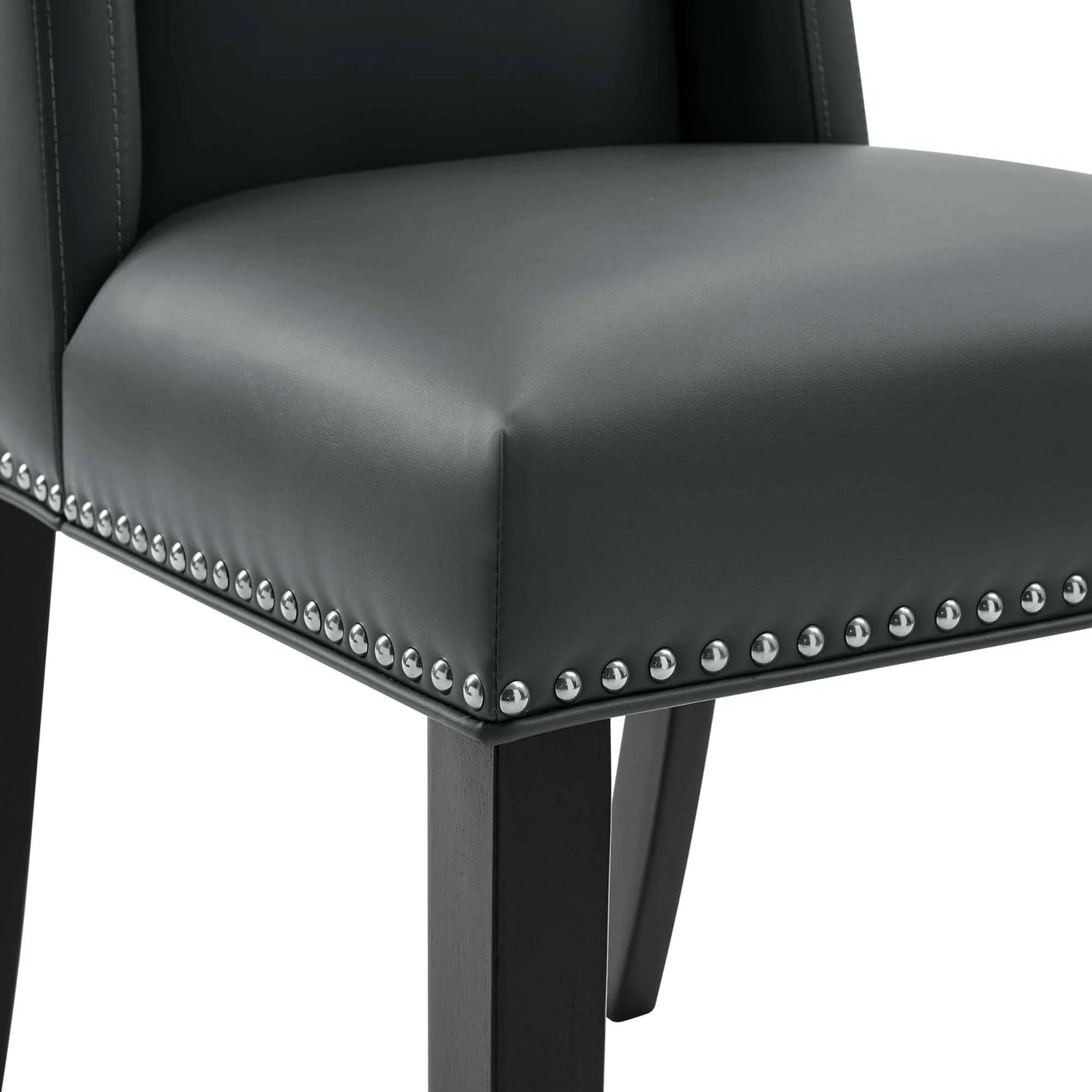 Baron Vinyl Dining Chair Set of 2 in Gray