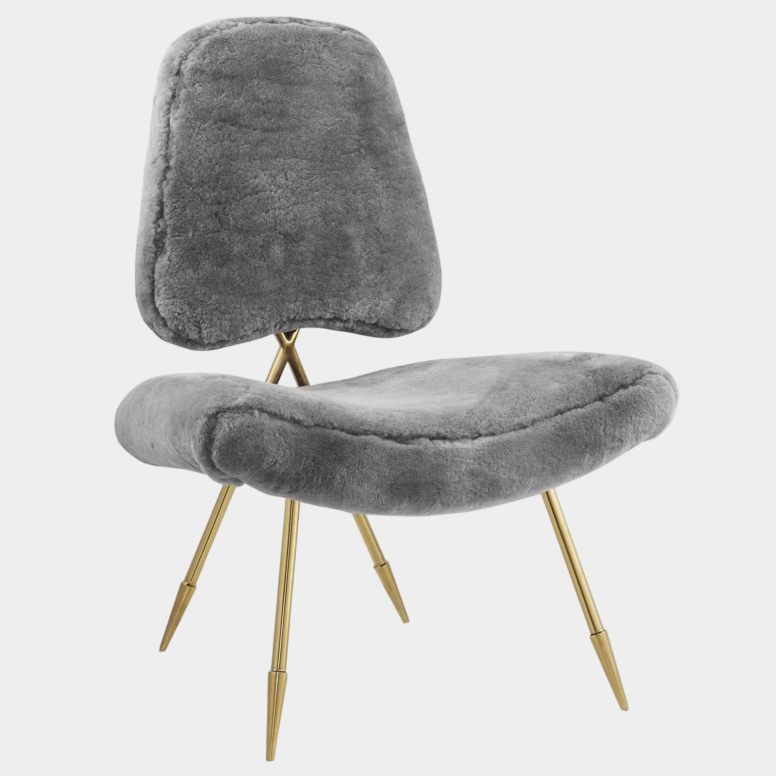 Ponder Upholstered Sheepskin Fur Lounge Chair