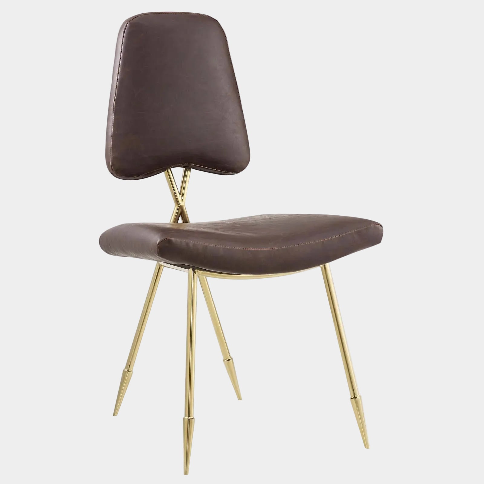 Ponder Antique Faux Leather Dining Side Chair in Brown