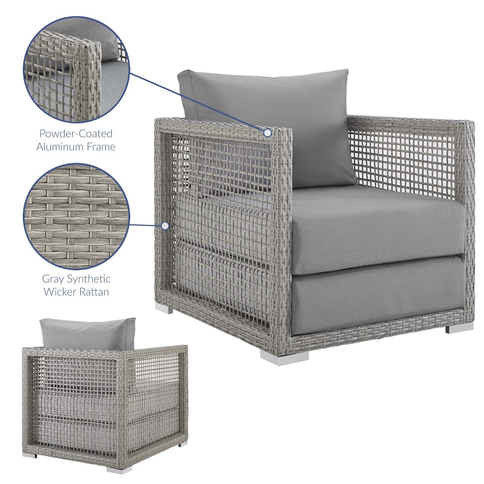 Fauteuil de terrasse d'extérieur en rotin Aura