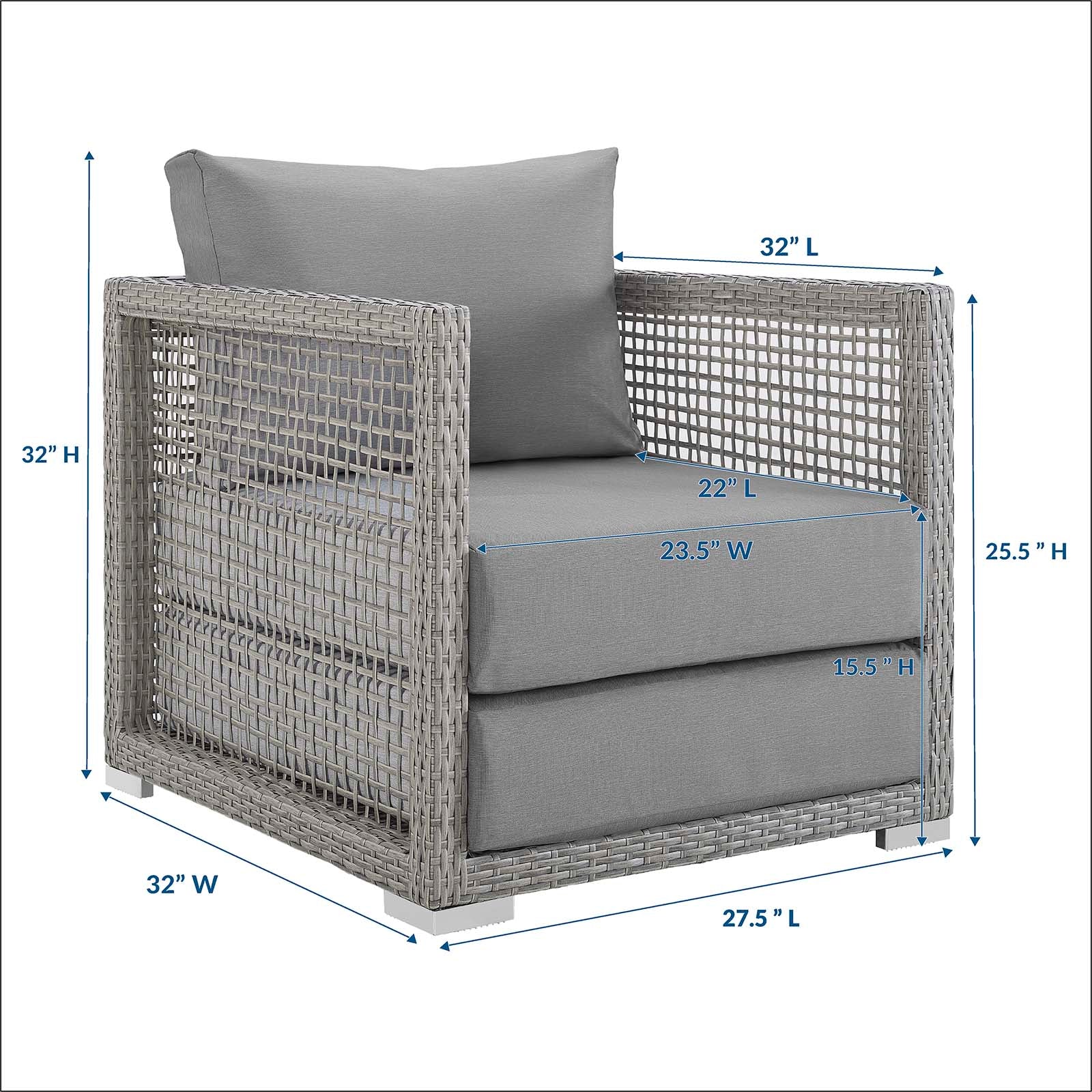 Fauteuil de terrasse d'extérieur en rotin Aura