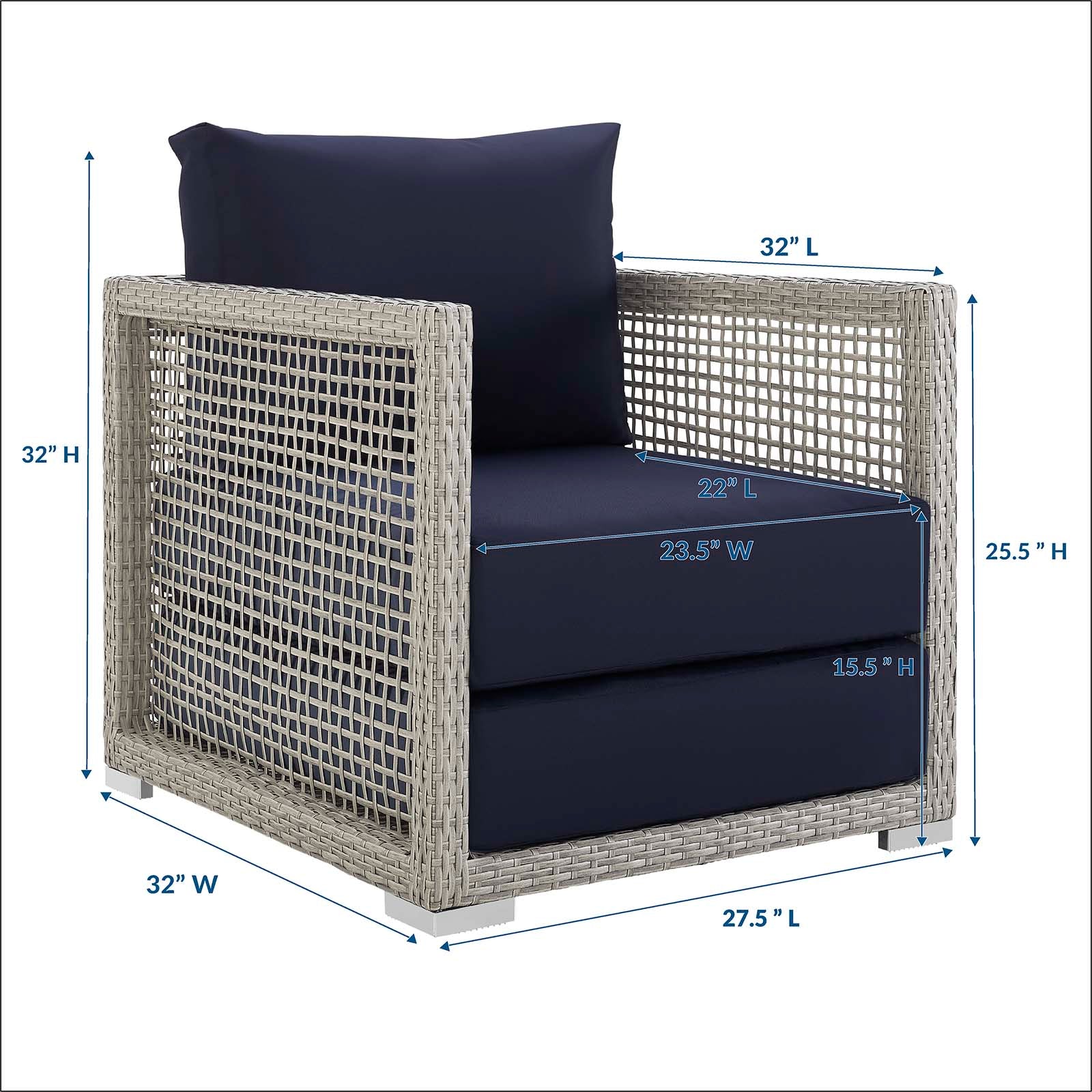Fauteuil de terrasse d'extérieur en rotin Aura