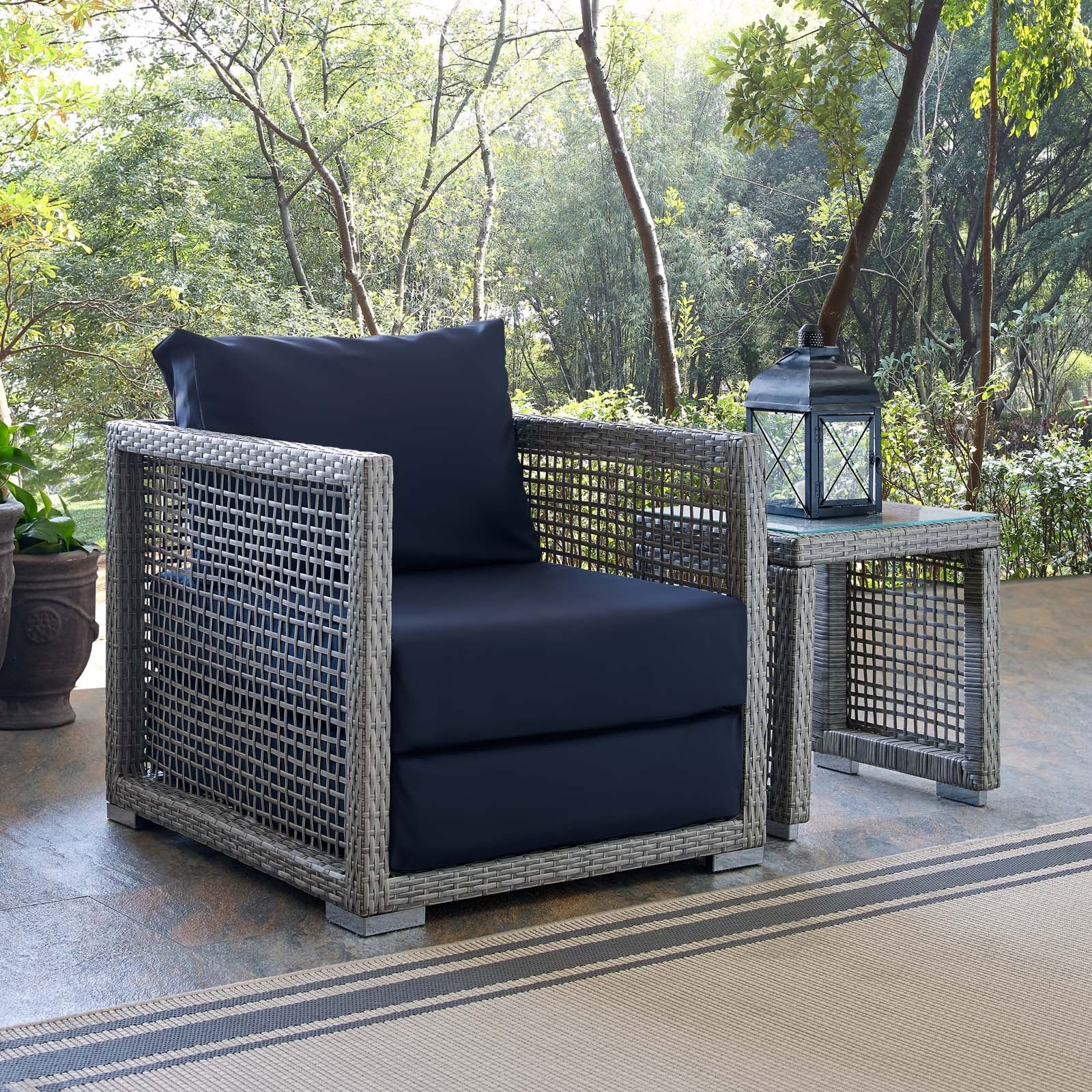 Fauteuil de terrasse d'extérieur en rotin Aura
