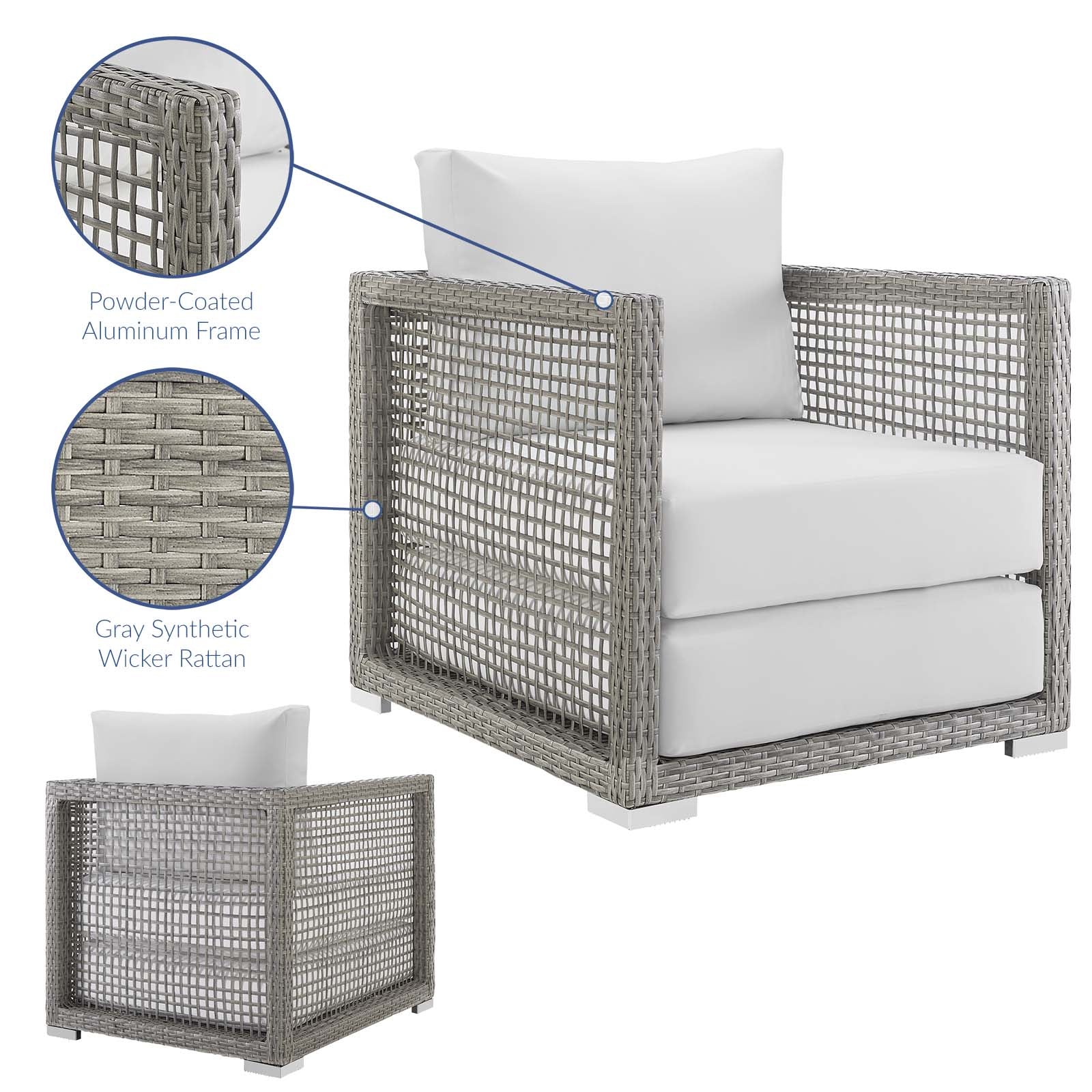 Fauteuil de terrasse d'extérieur en rotin Aura