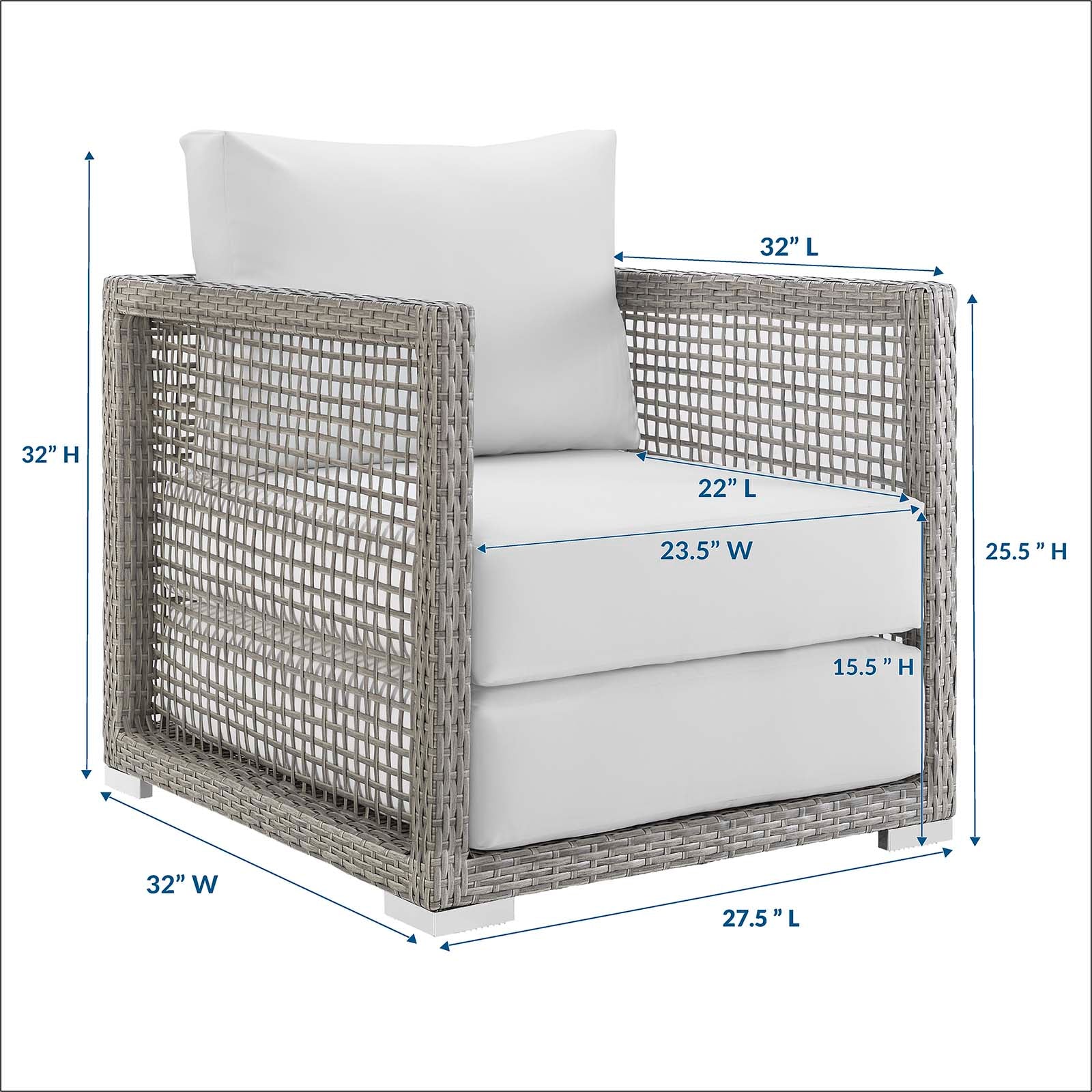 Fauteuil de terrasse d'extérieur en rotin Aura