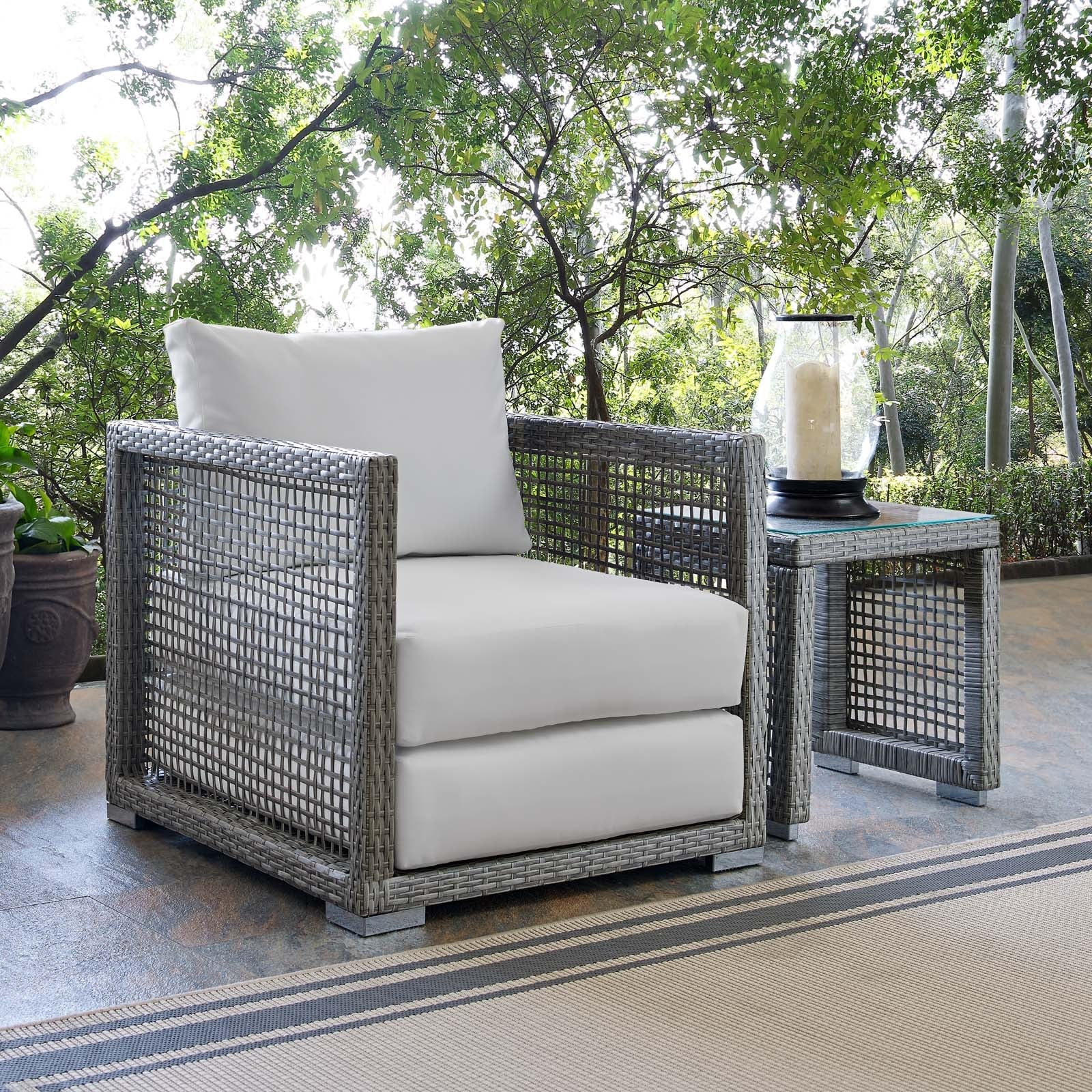 Fauteuil de terrasse d'extérieur en rotin Aura