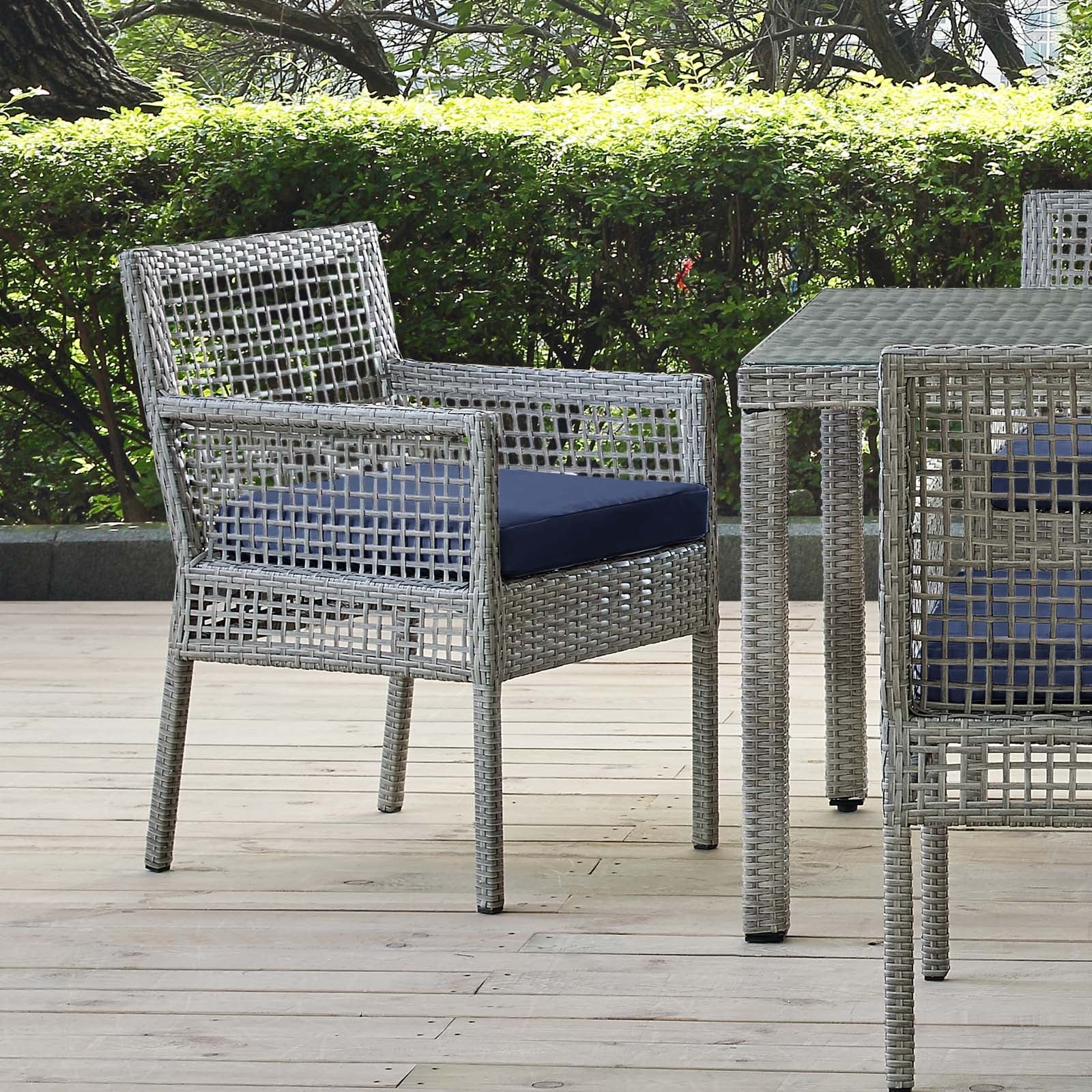 Fauteuil de salle à manger en rotin et osier pour patio extérieur Aura