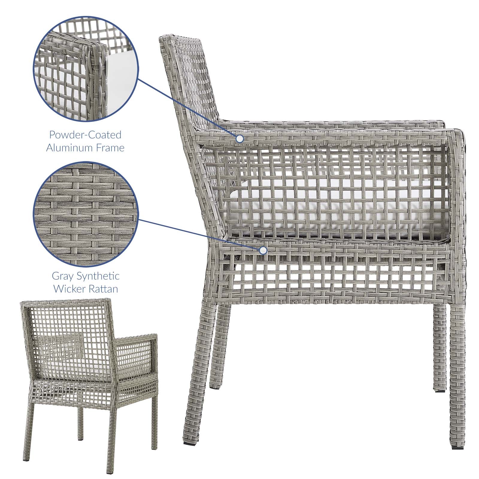 Fauteuil de salle à manger en rotin et osier pour patio extérieur Aura