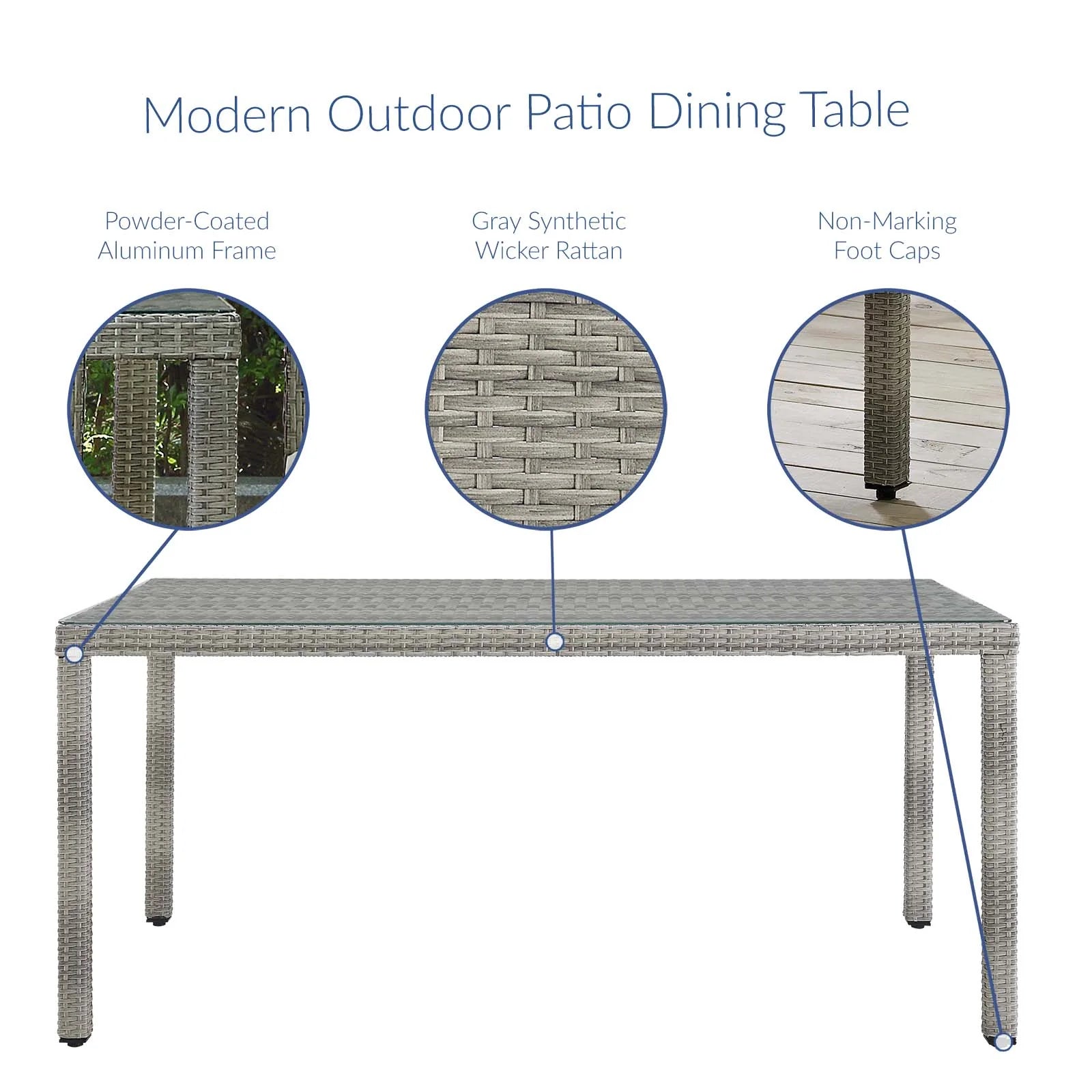 Ensemble de patio extérieur en rotin et osier Aura 7 pièces