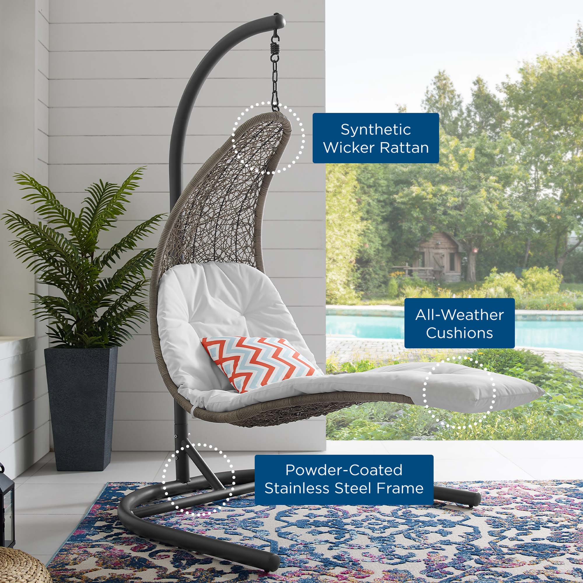 Landscape Hanging Chaise Lounge Outdoor Swing Chair