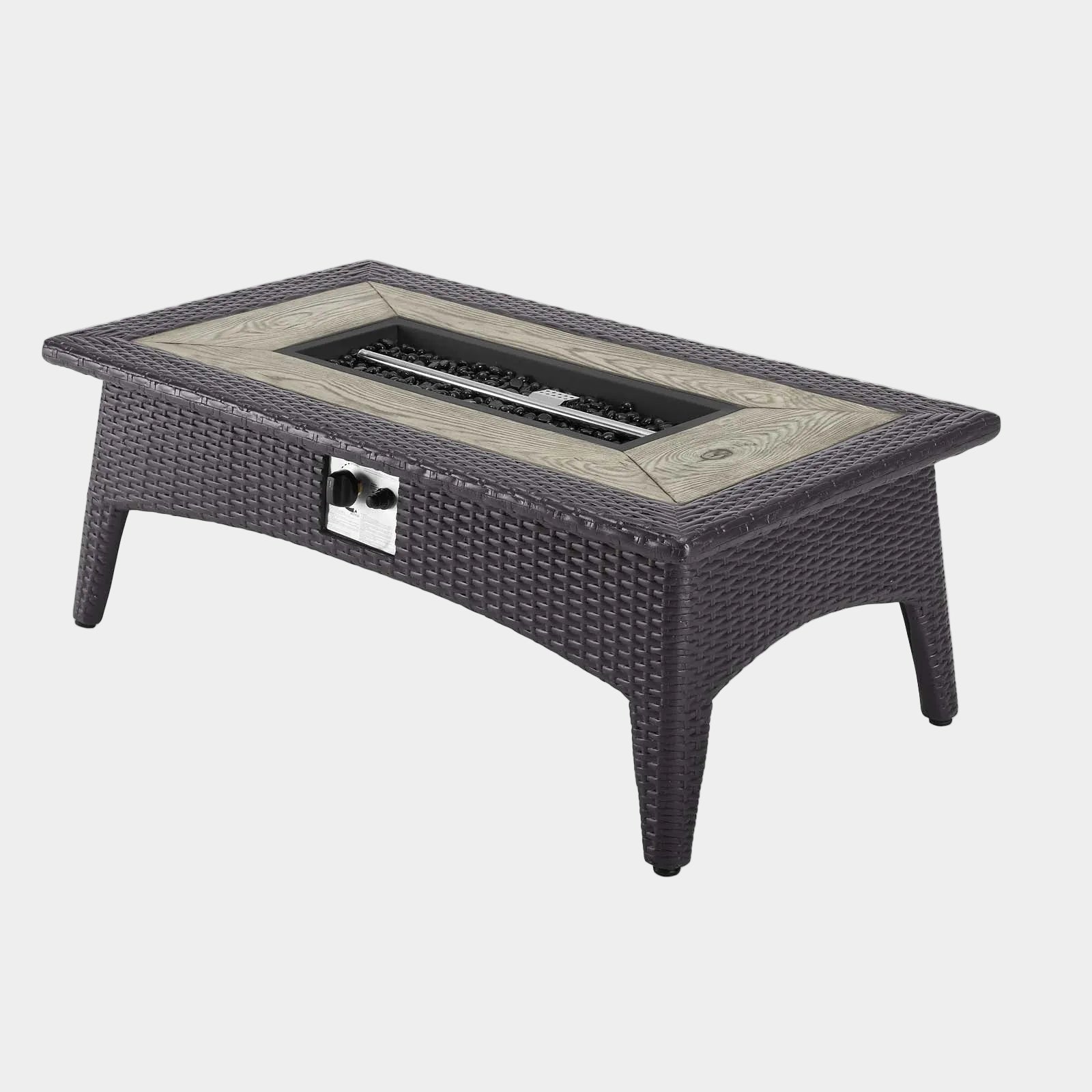 Splendor 43.5" Rectangle Outdoor Patio Fire Pit Table in Espresso