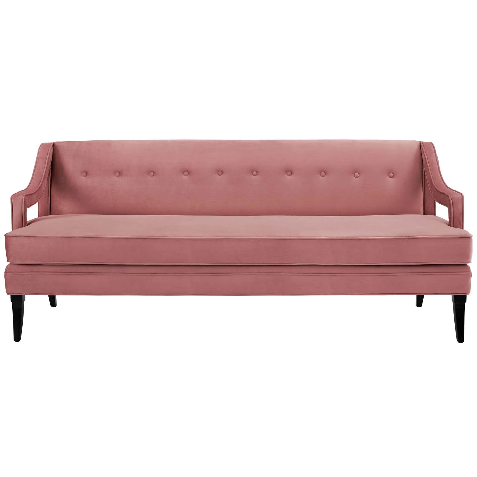 Concur Button Tufted Performance Velvet Sofa in Dusty Rose