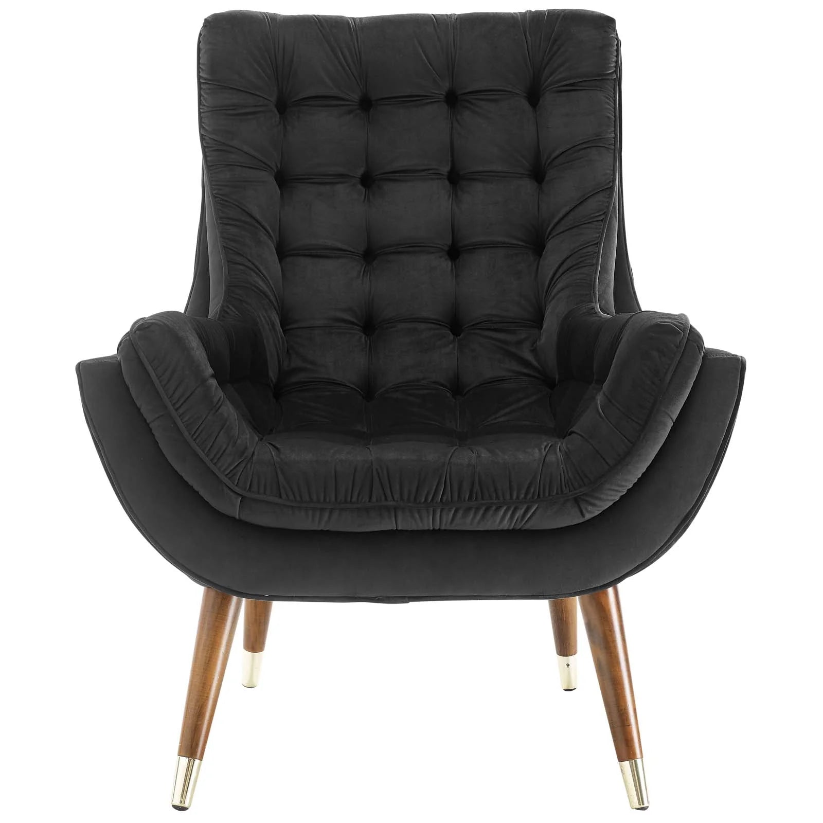 Fauteuil de salon en velours capitonné avec boutons suggérés