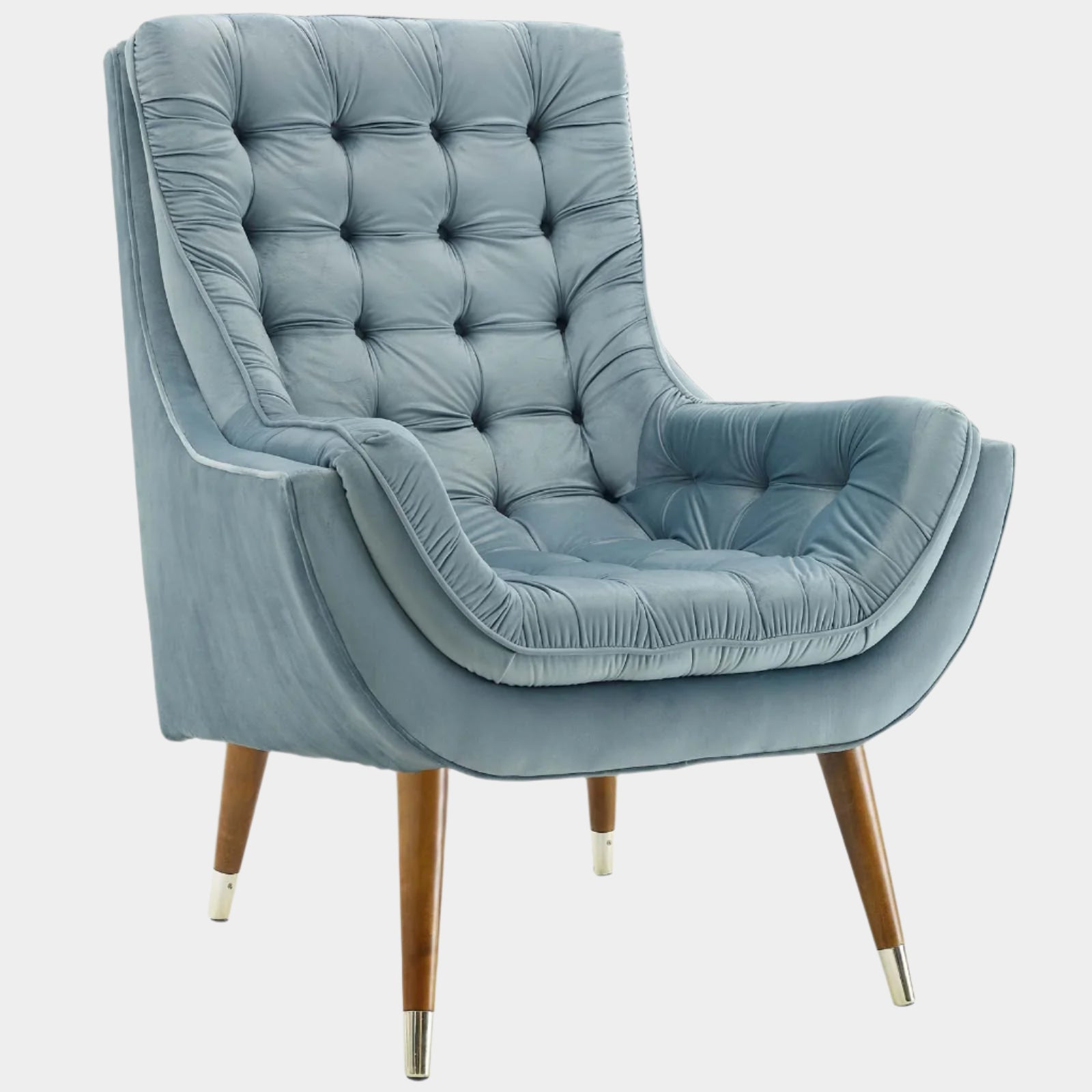 Fauteuil de salon en velours capitonné avec boutons suggérés