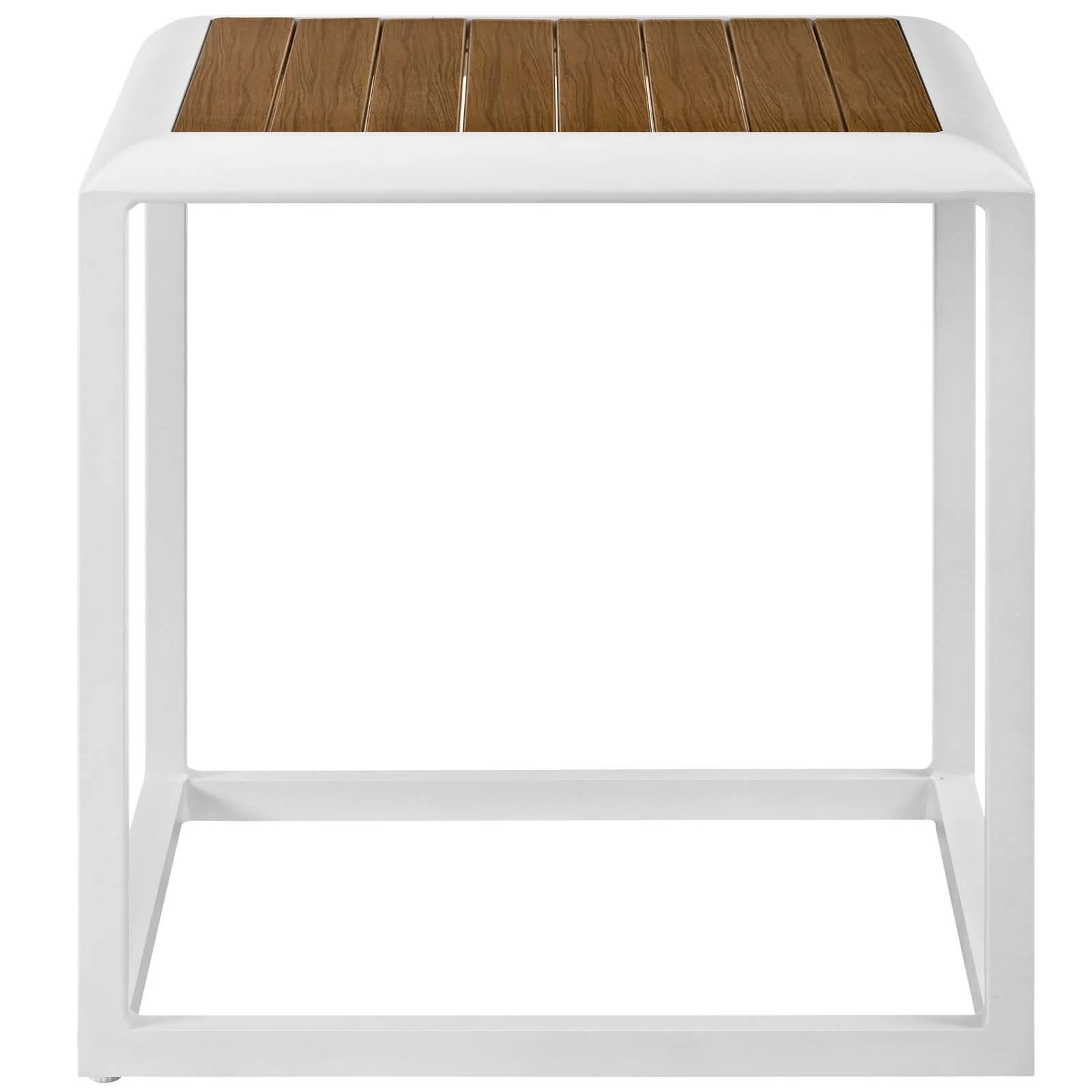 Stance Outdoor Patio Aluminum Side Table in White Natural