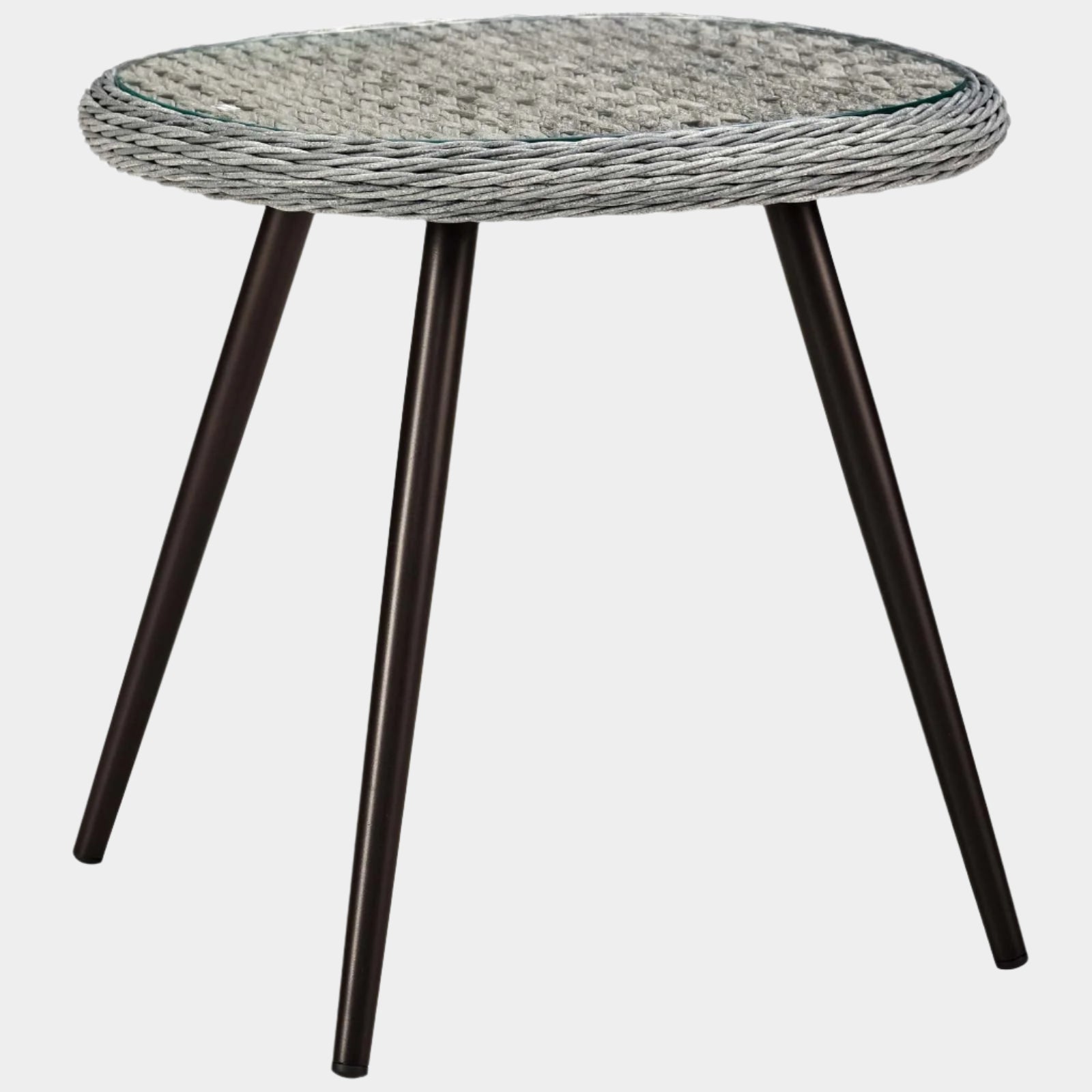 Table d'appoint en rotin et osier pour patio d'extérieur Endeavor en gris
