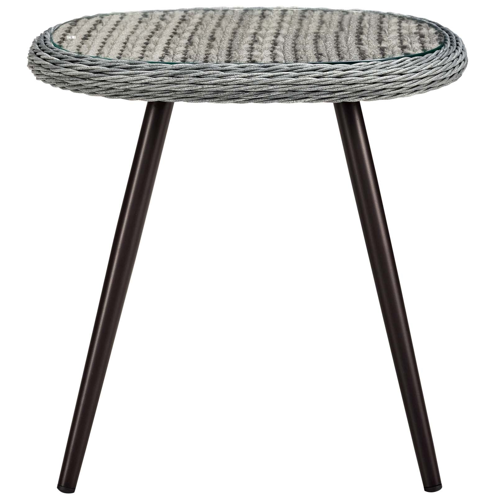 Table d'appoint en rotin et osier pour patio d'extérieur Endeavor en gris