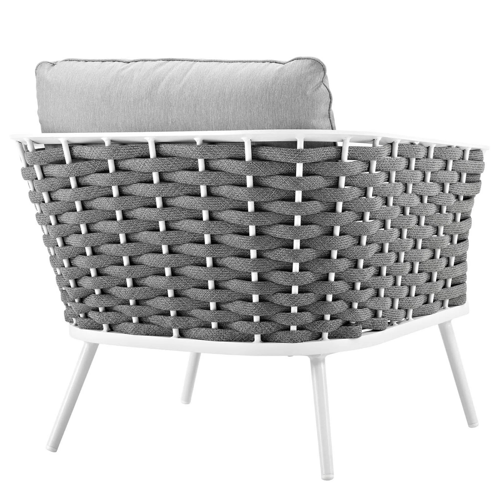 Stance 3 Piece Outdoor Aluminum Sectional Sofa Set in White Gray