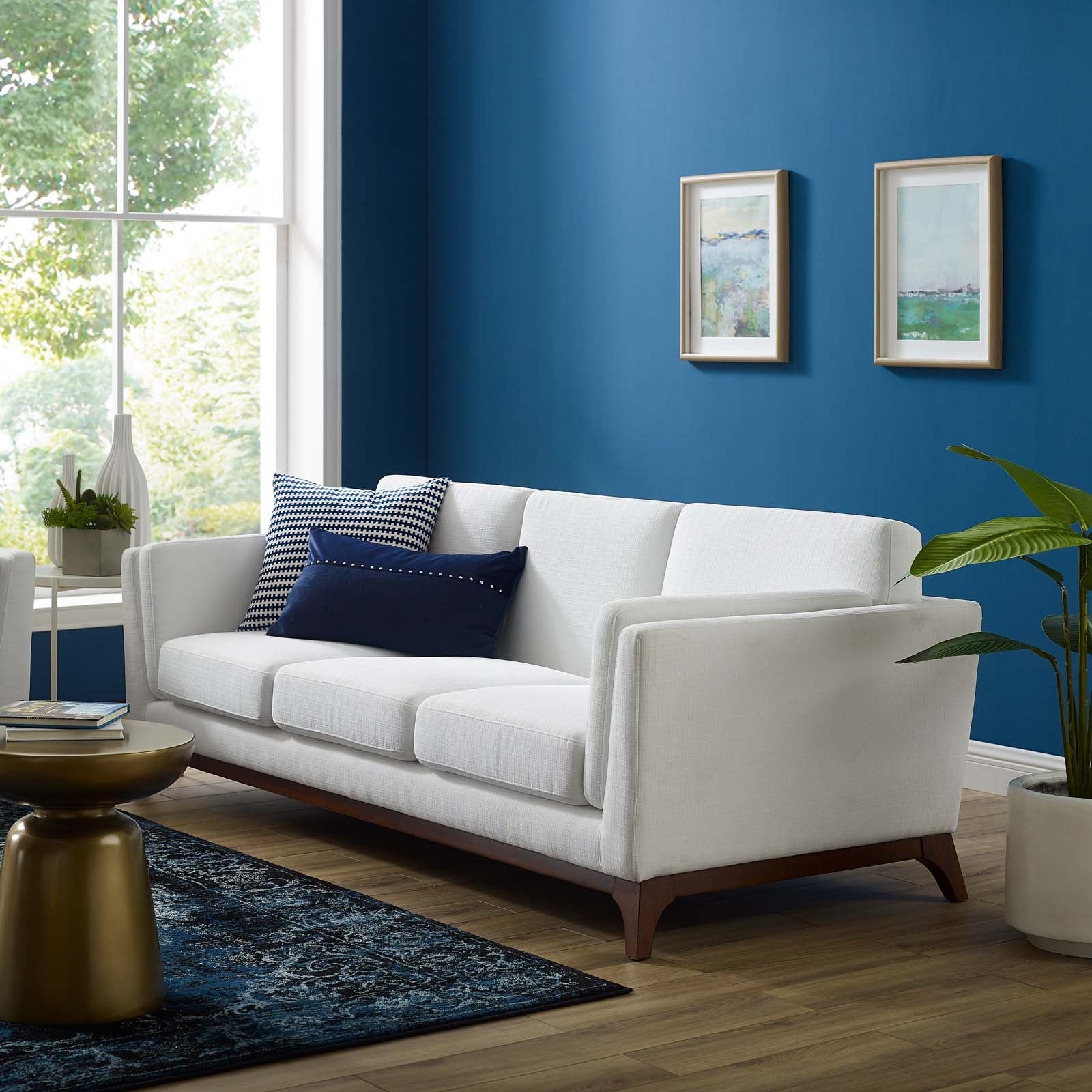 Chance Upholstered Fabric Sofa in White