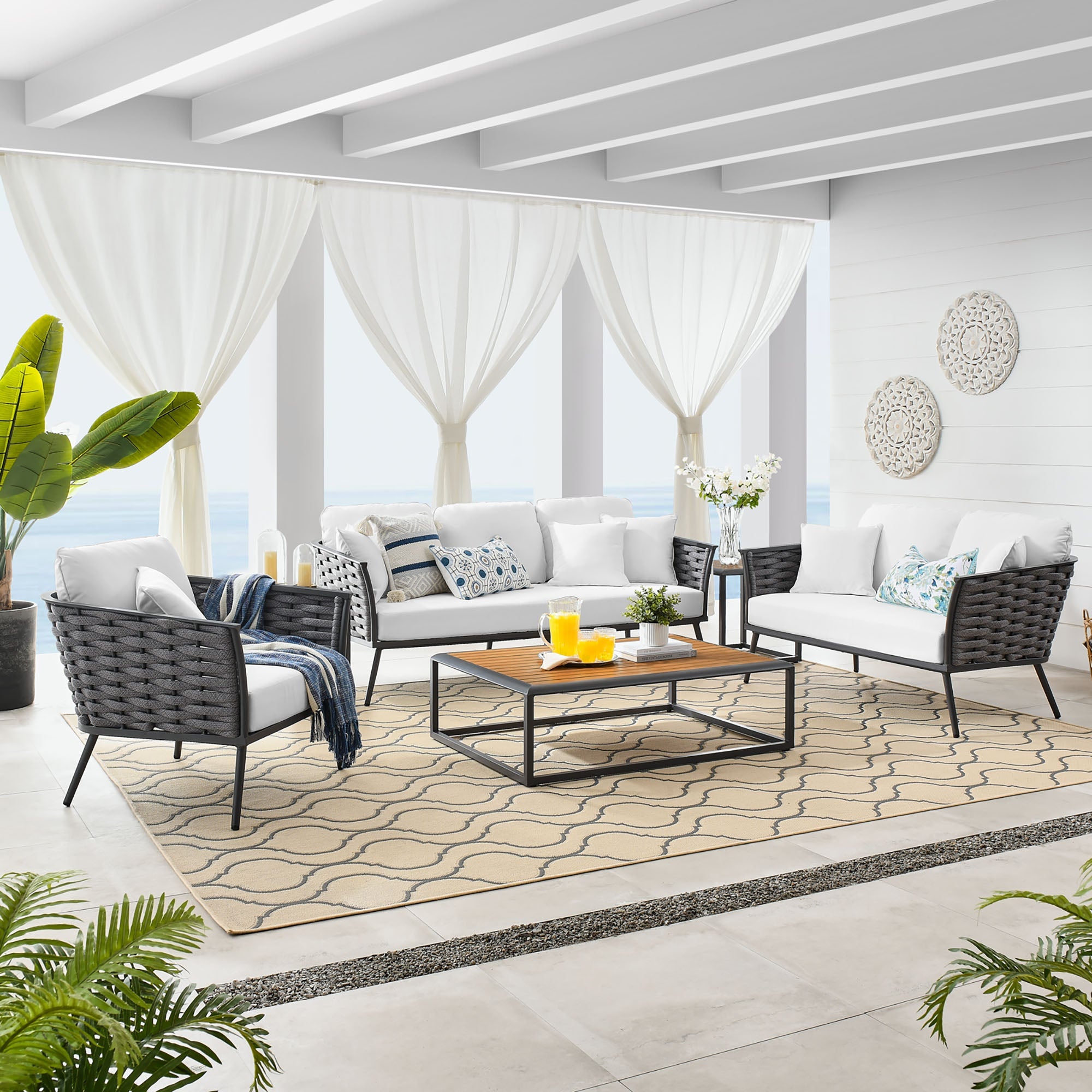 Stance 6 Piece Outdoor Patio Aluminum Sectional Sofa