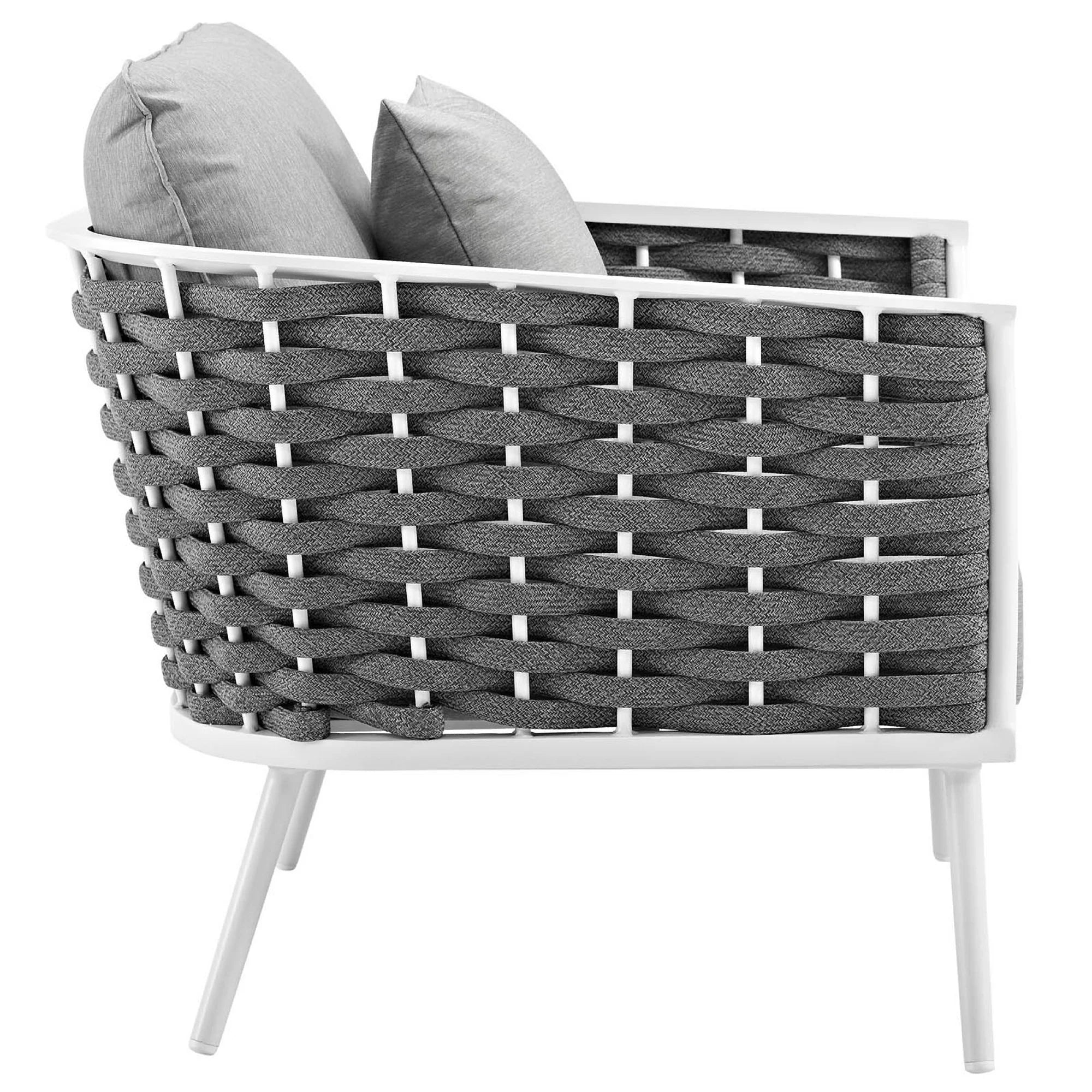 Stance 6 Piece Outdoor Aluminum Sectional Sofa Set in White Gray