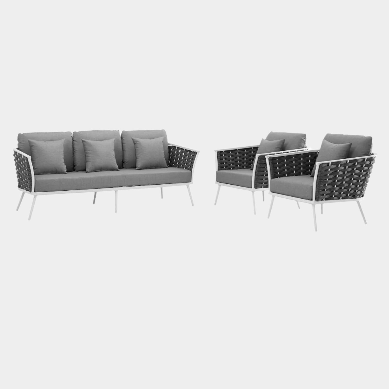 Stance 3 Piece Outdoor Patio Aluminum Sectional Sofa Set