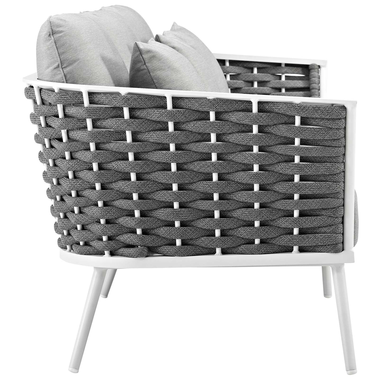 Stance 4 Piece Outdoor Patio Aluminum Sectional Sofa Set in White Gray