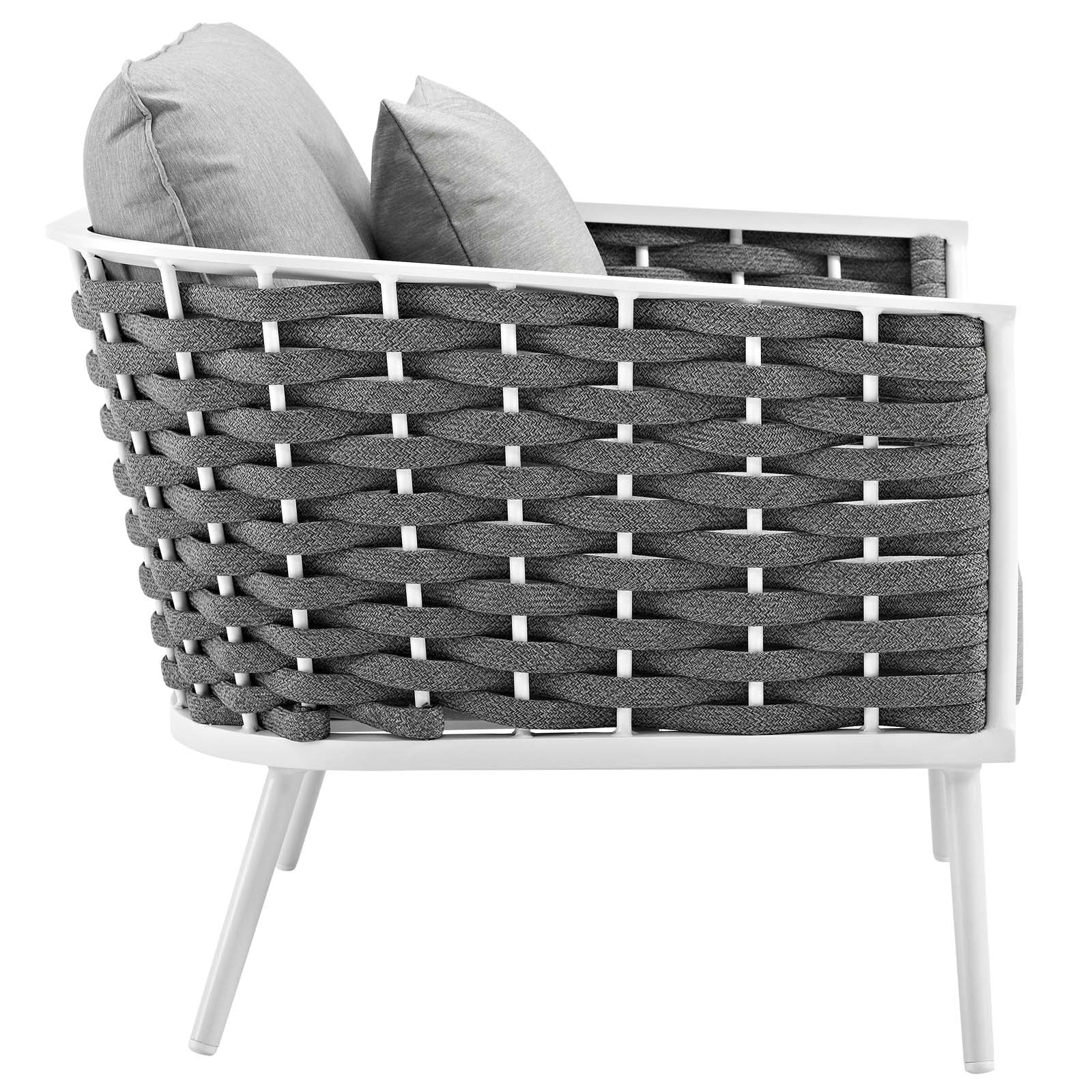Stance 4 Piece Outdoor Patio Aluminum Sectional Sofa Set in White Gray