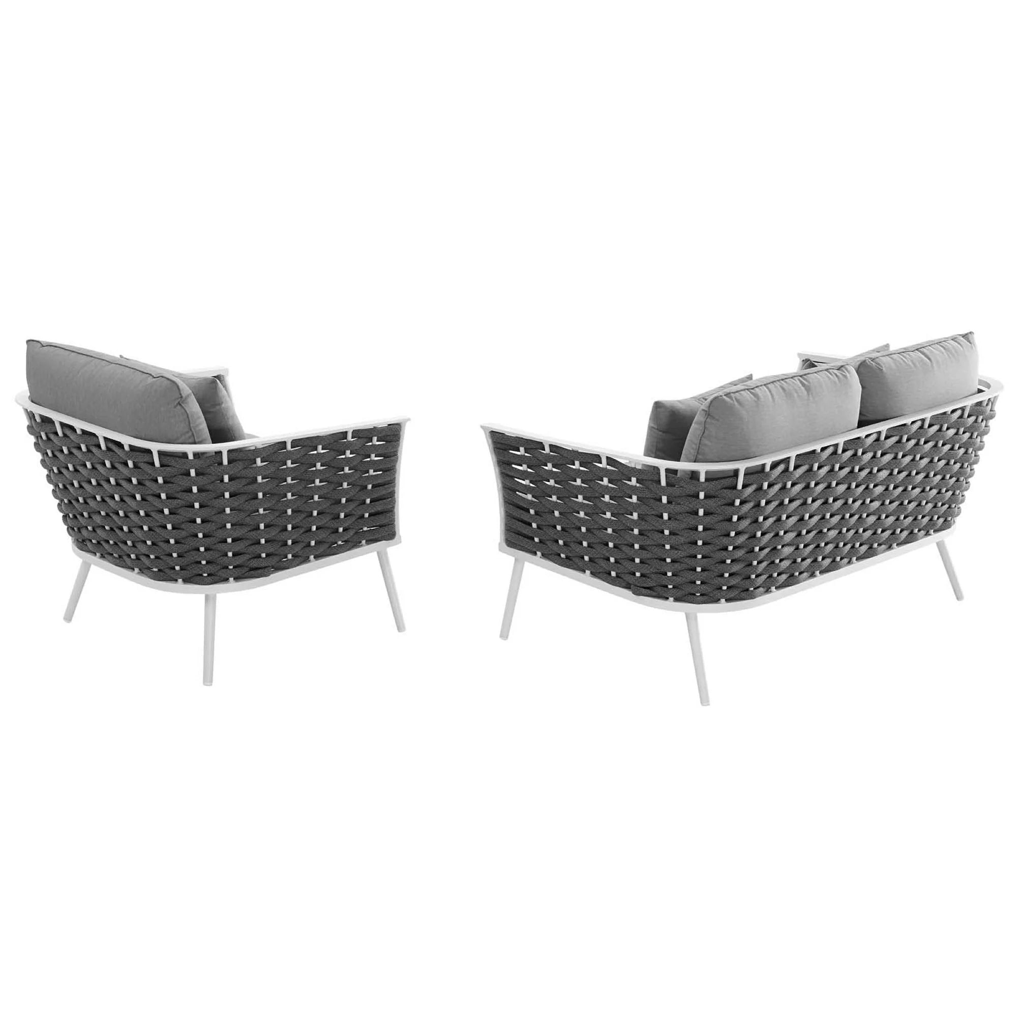 Stance 2 Piece Outdoor Aluminum Sectional Sofa Set in White Gray