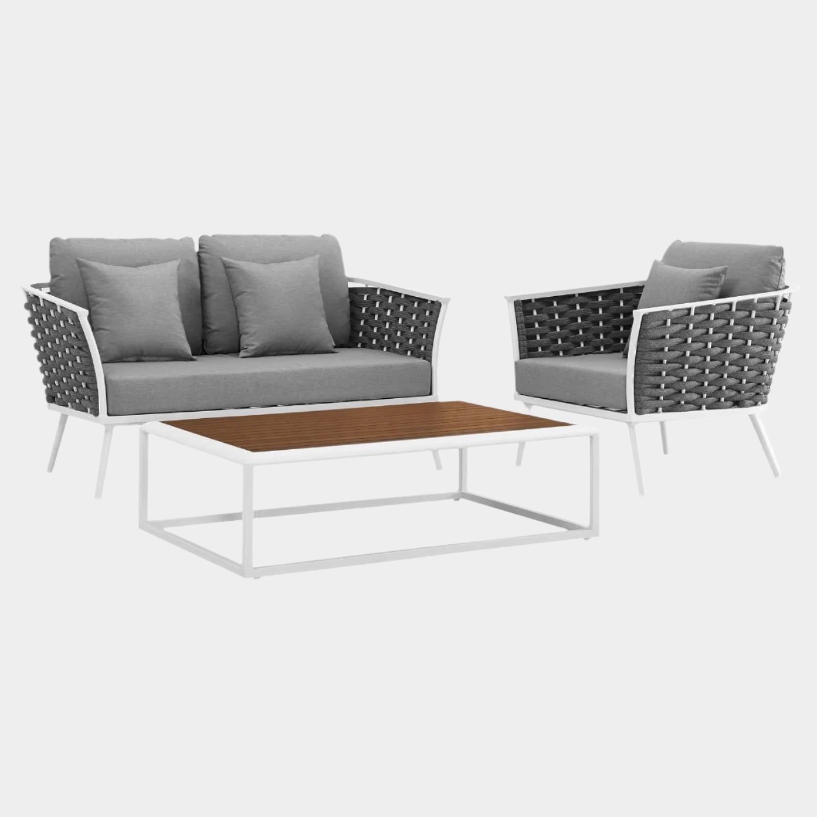 Stance 3 Piece Outdoor Patio Aluminum Sectional Sofa Set