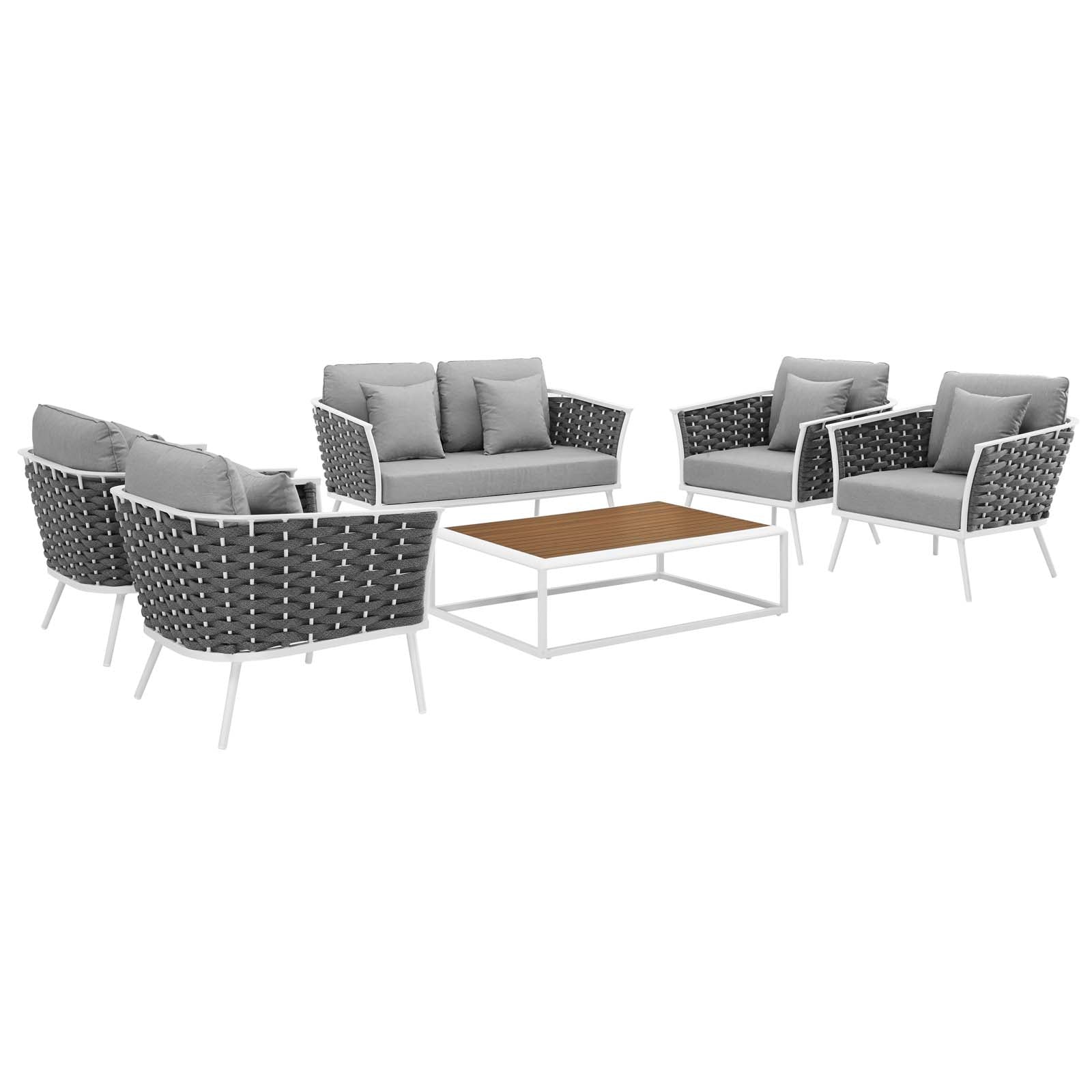 Stance 6 Piece Outdoor Patio Aluminum Sectional Sofa
