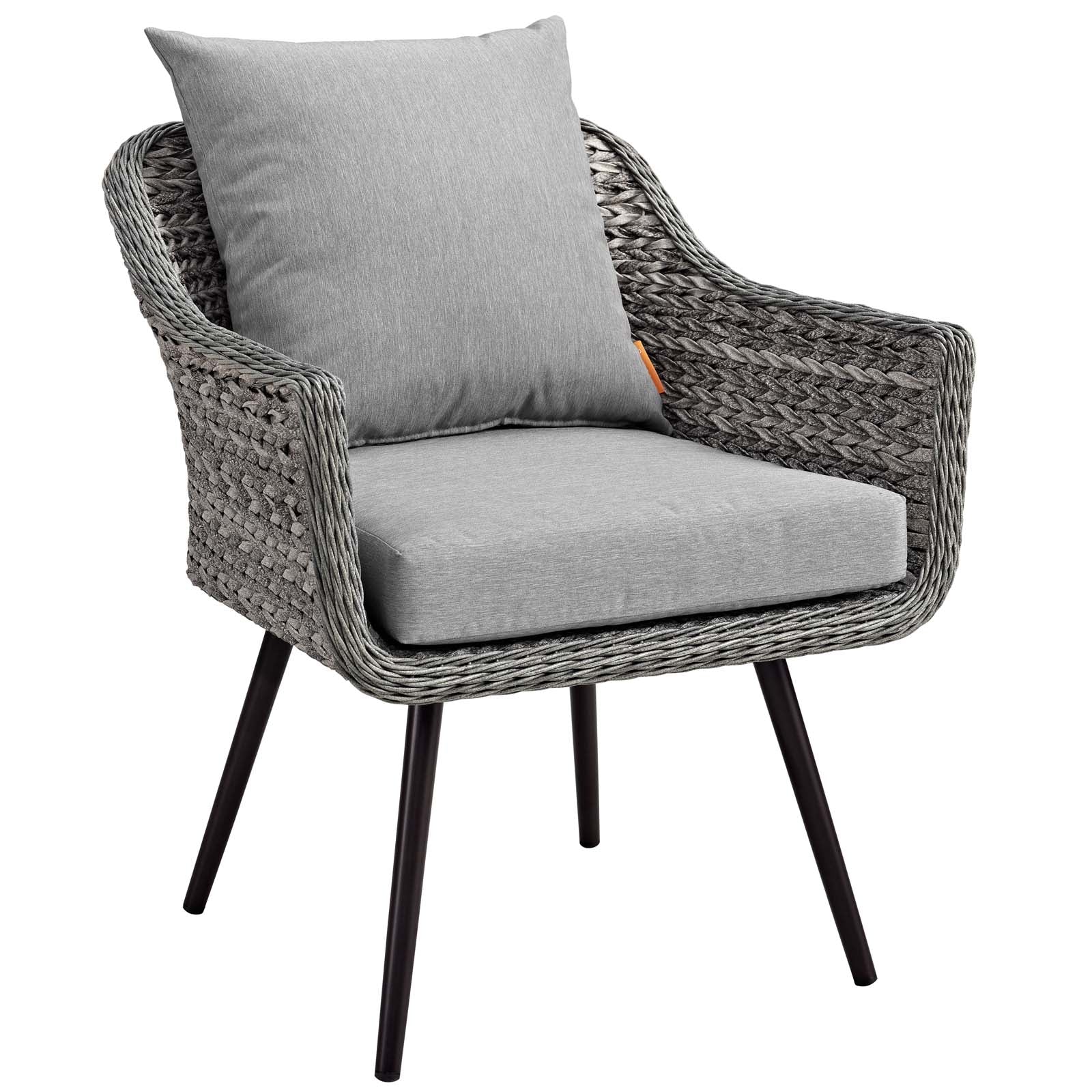 Endeavor 2 Piece Outdoor Patio Wicker Rattan Loveseat and Armchair Set in Gray Gray